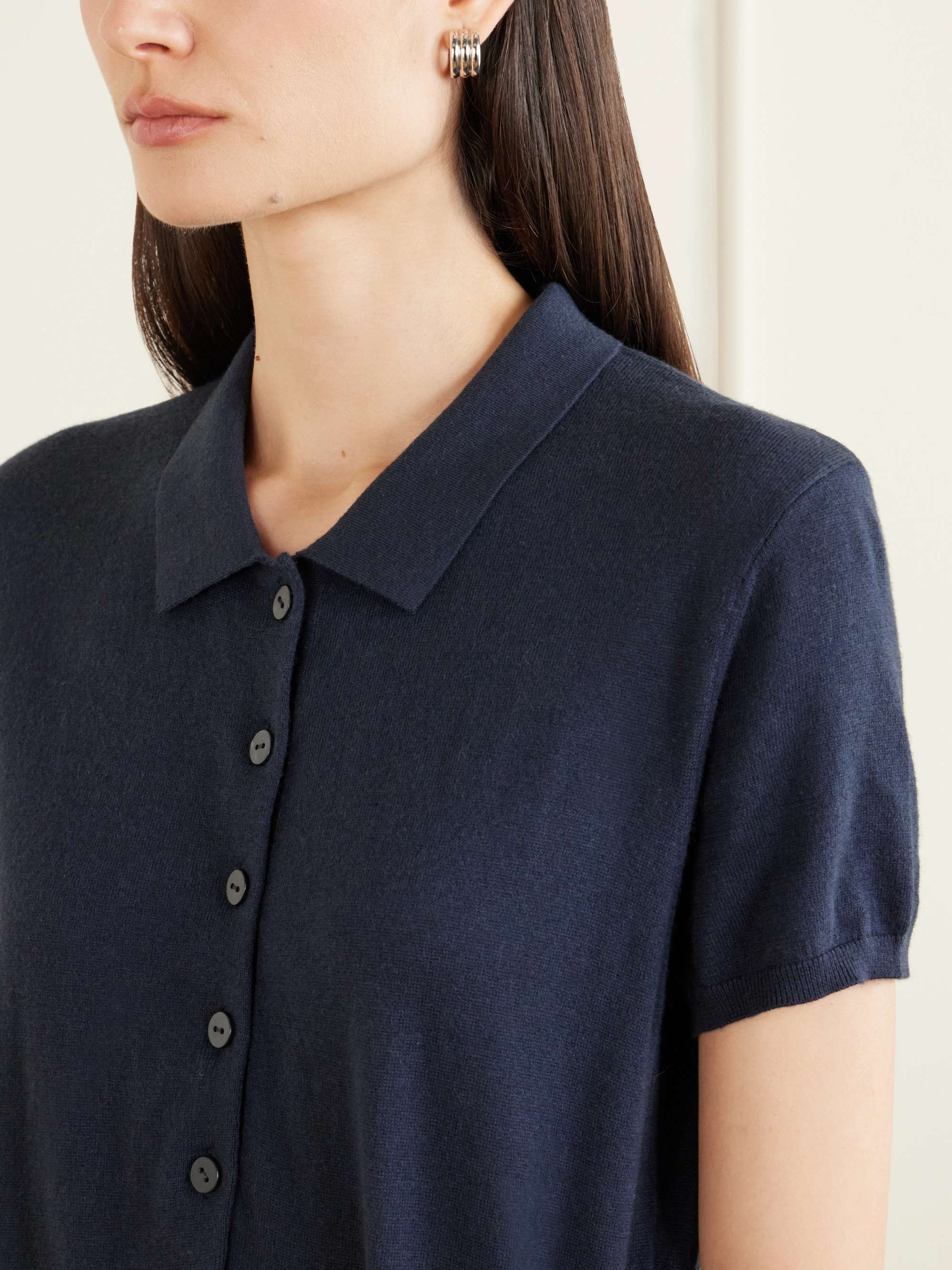 LISA YANG Anthea tie-detailed cotton and cashmere-blend midi dress