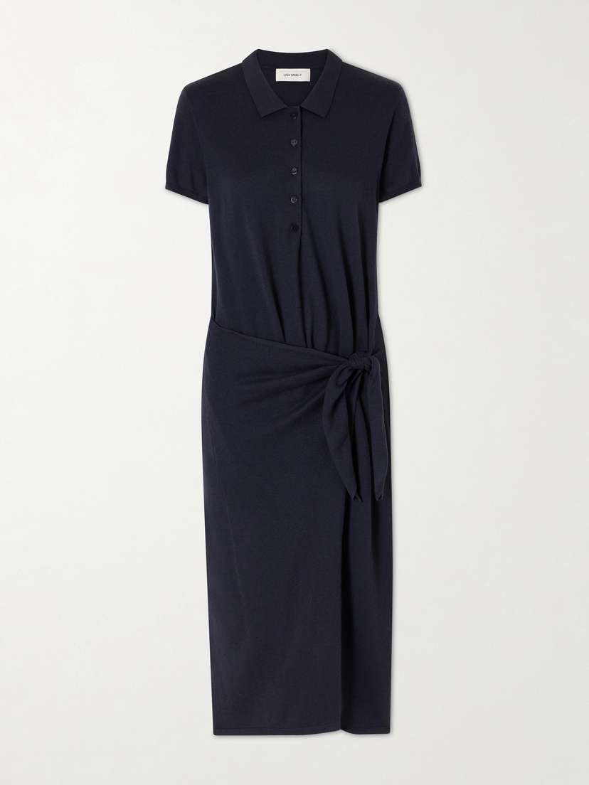 Lisa Yang Anthea Tie-detailed Cotton And Cashmere-blend Midi Dress