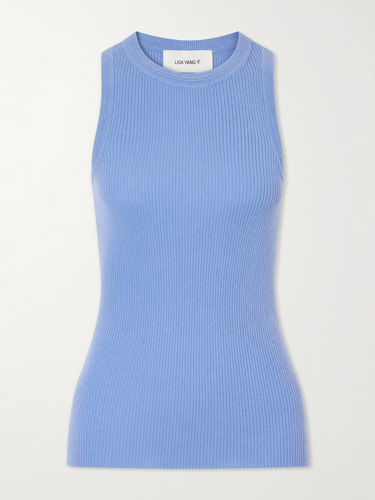 Lisa Yang Amya Ribbed Cotton And Cashmere-blend Tank Top In Blue