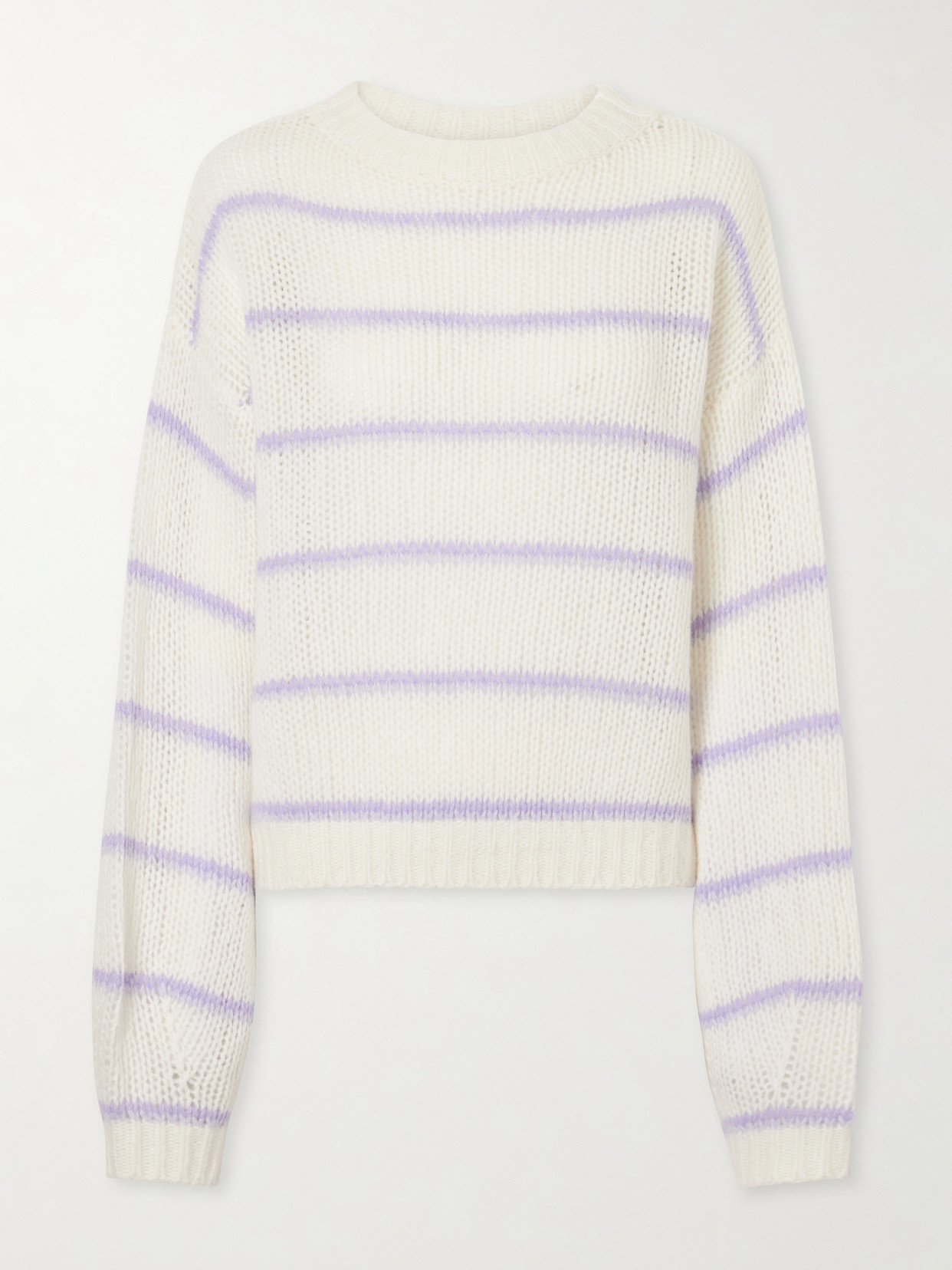 Lisa Yang Sabelle Striped Knitted Wool And Silk-blend Sweater In White