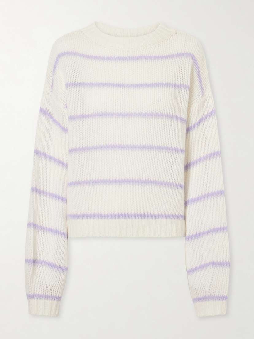 Lisa Yang Sabelle Striped Knitted Wool And Silk-blend Sweater
