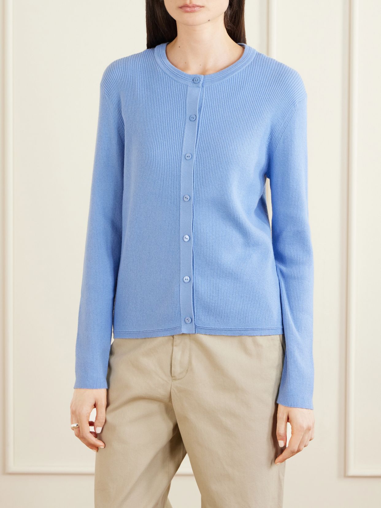 Abeena Ribbed Cotton Cashmere Blend Cardigan | LISA YANG | FETCHING
