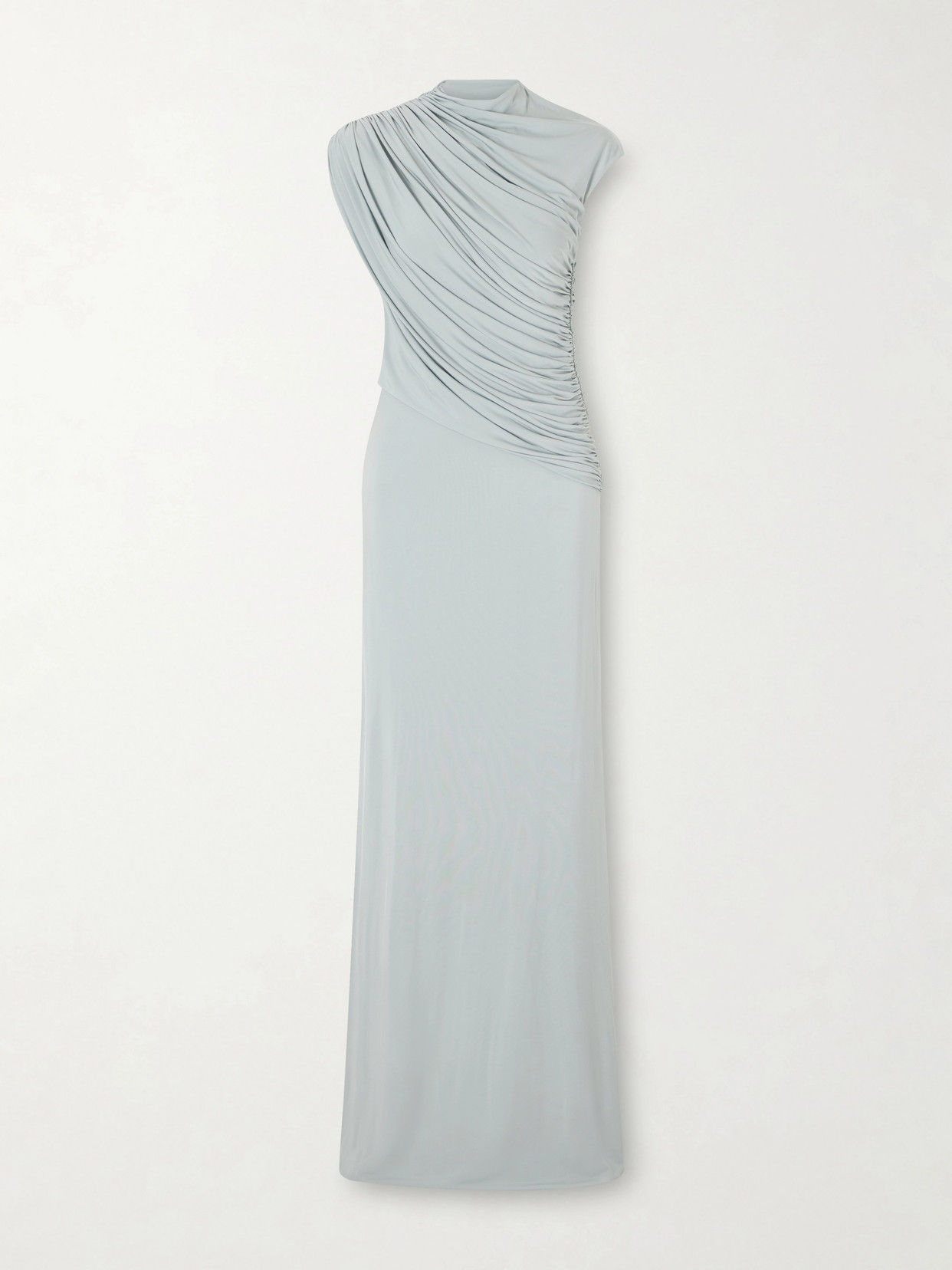 Tove Saffron Gathered Jersey Maxi Dress In Blue
