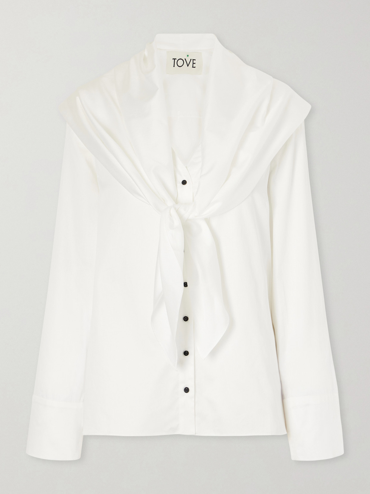 Tove Nia Scarf-detailed Cotton-poplin Shirt In White