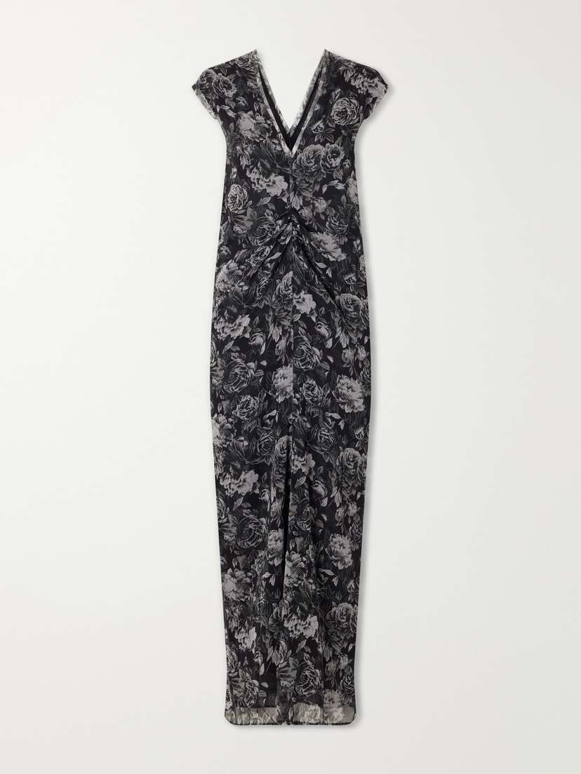 Tove Luana Floral-print Ruched Silk Maxi Dress