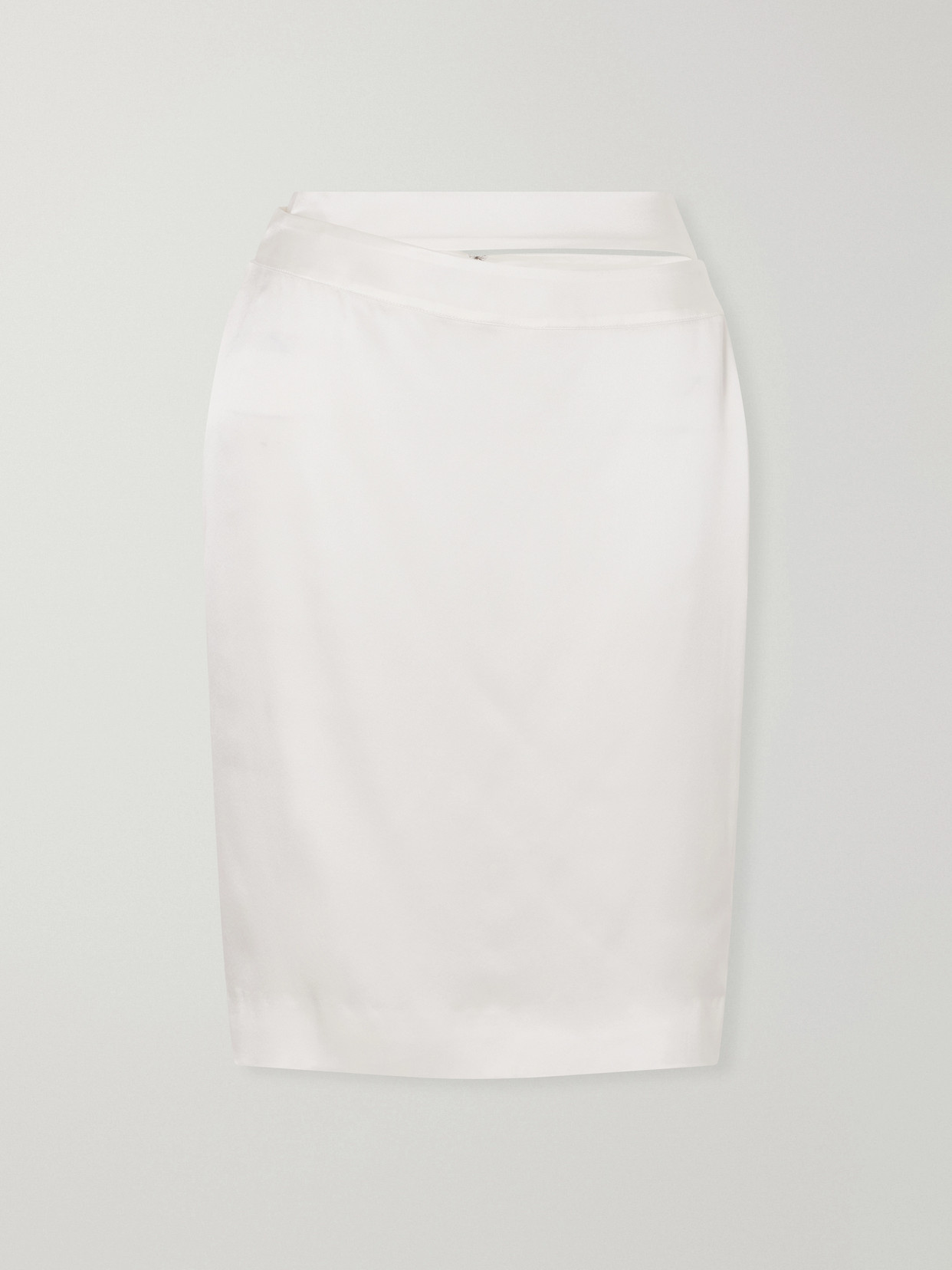 Tove June Cut-out Silk-satin Knee-length Skirt In White