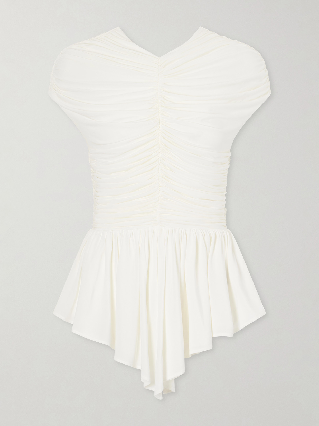 Gabor Ruched Ruffled Stretch-Jersey Blouse