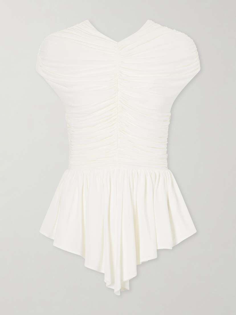 Tove Gabor Ruched Ruffled Stretch-jersey Blouse | Thumbnail 6 Tove Gabor Ruched Ruffled Stretch-jersey Blouse | Thumbnail 6