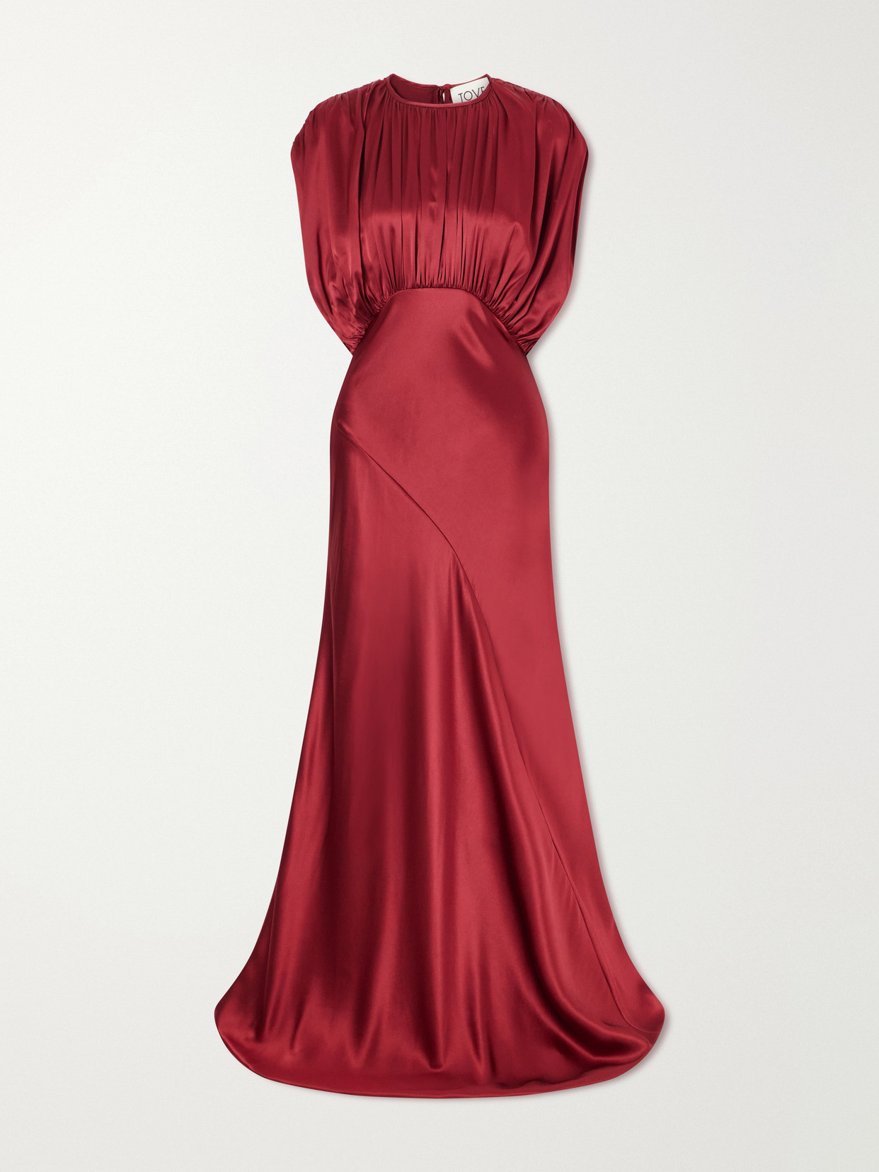 Tove Coco Gathered Satin Maxi Dress In Burgundy