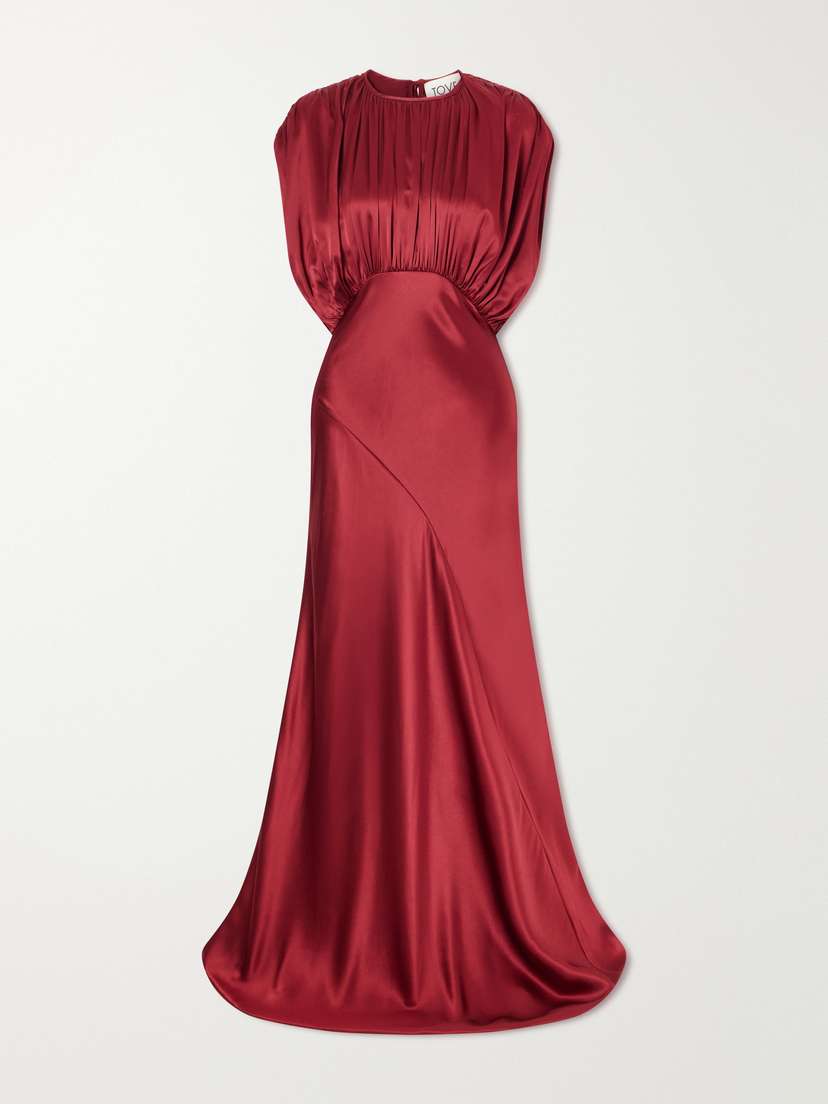 Tove Coco Gathered Satin Maxi Dress