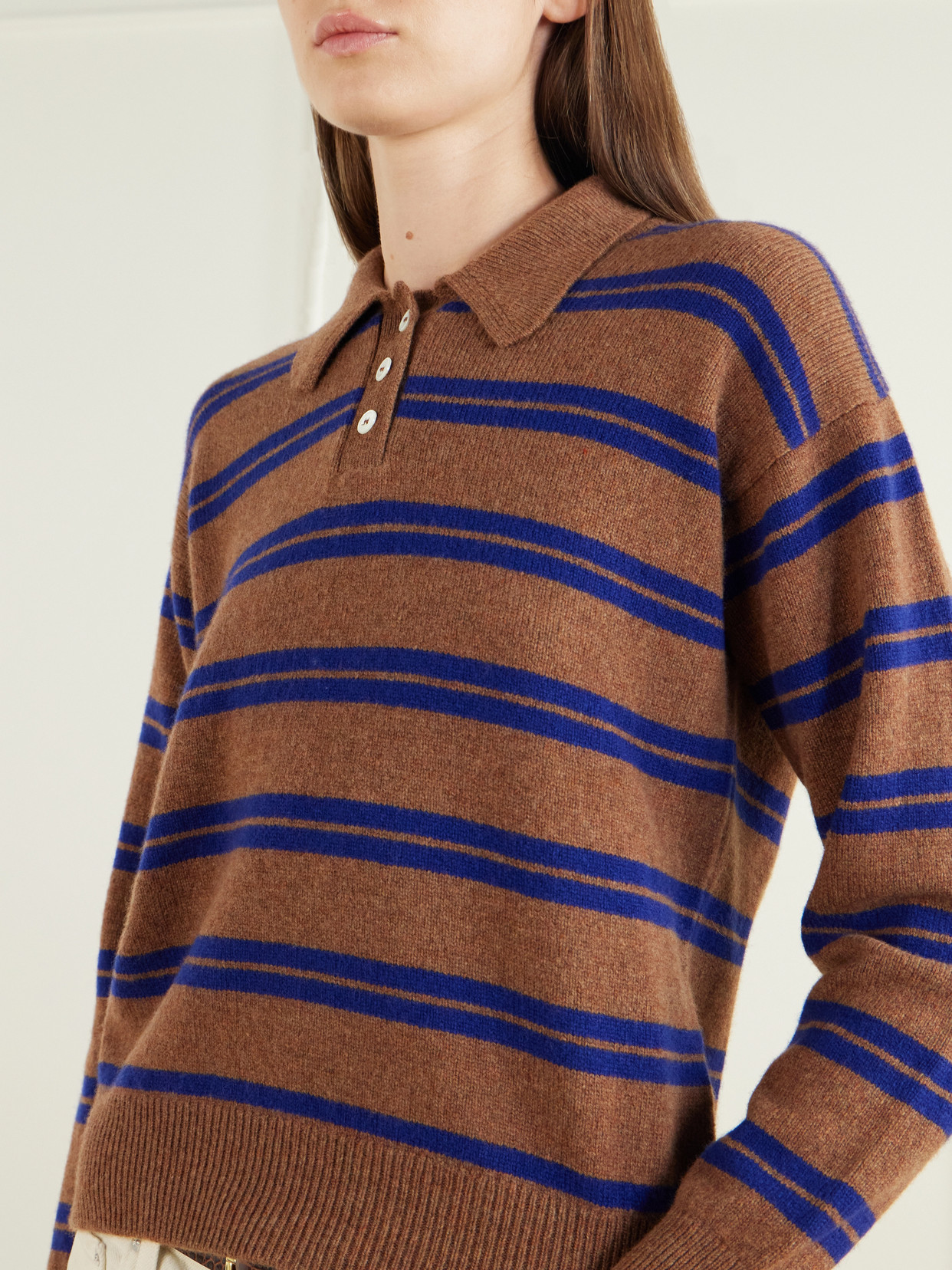 &Daughter - Edith Striped Wool Polo Sweater