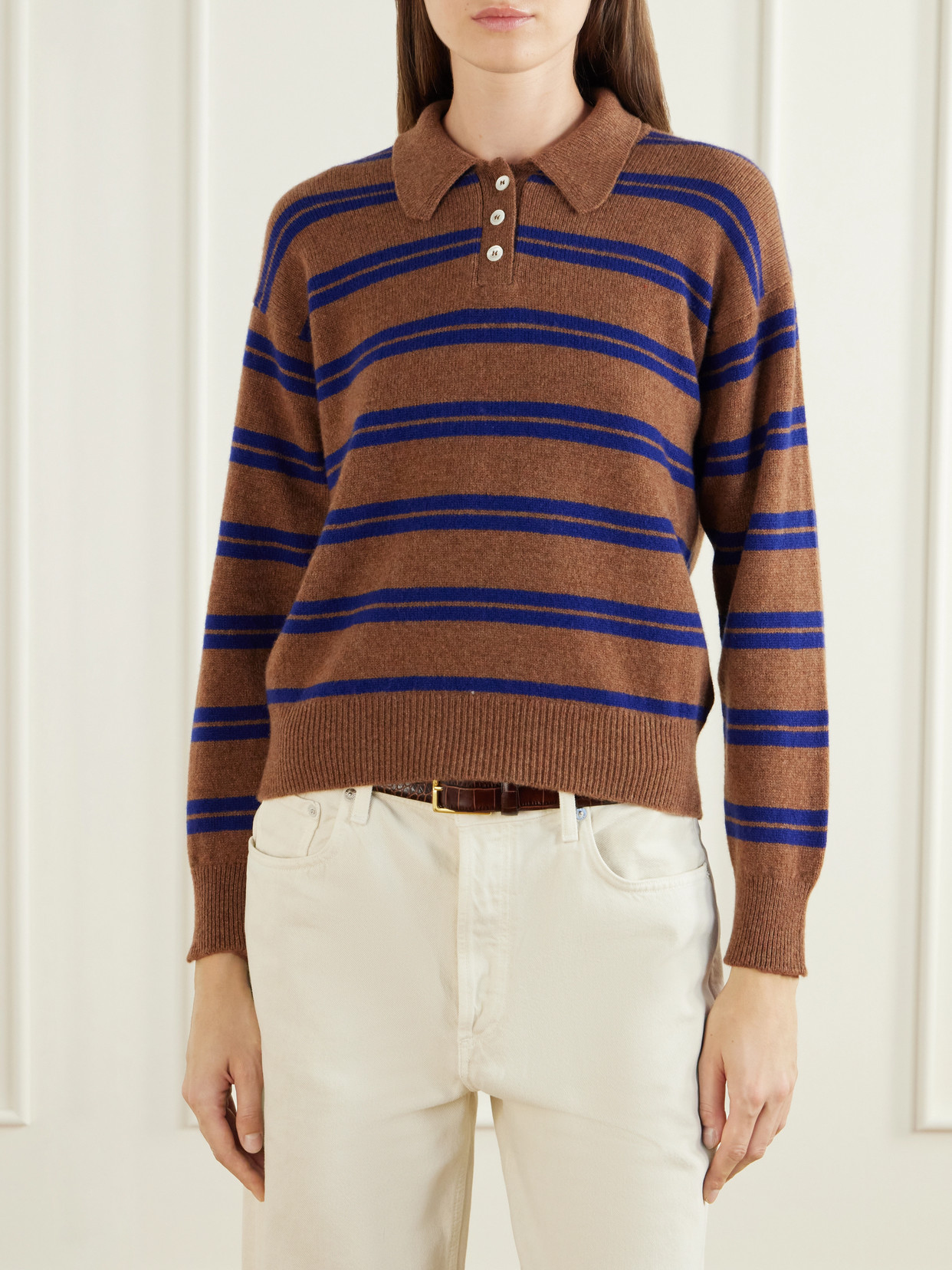 &Daughter - Edith Striped Wool Polo Sweater