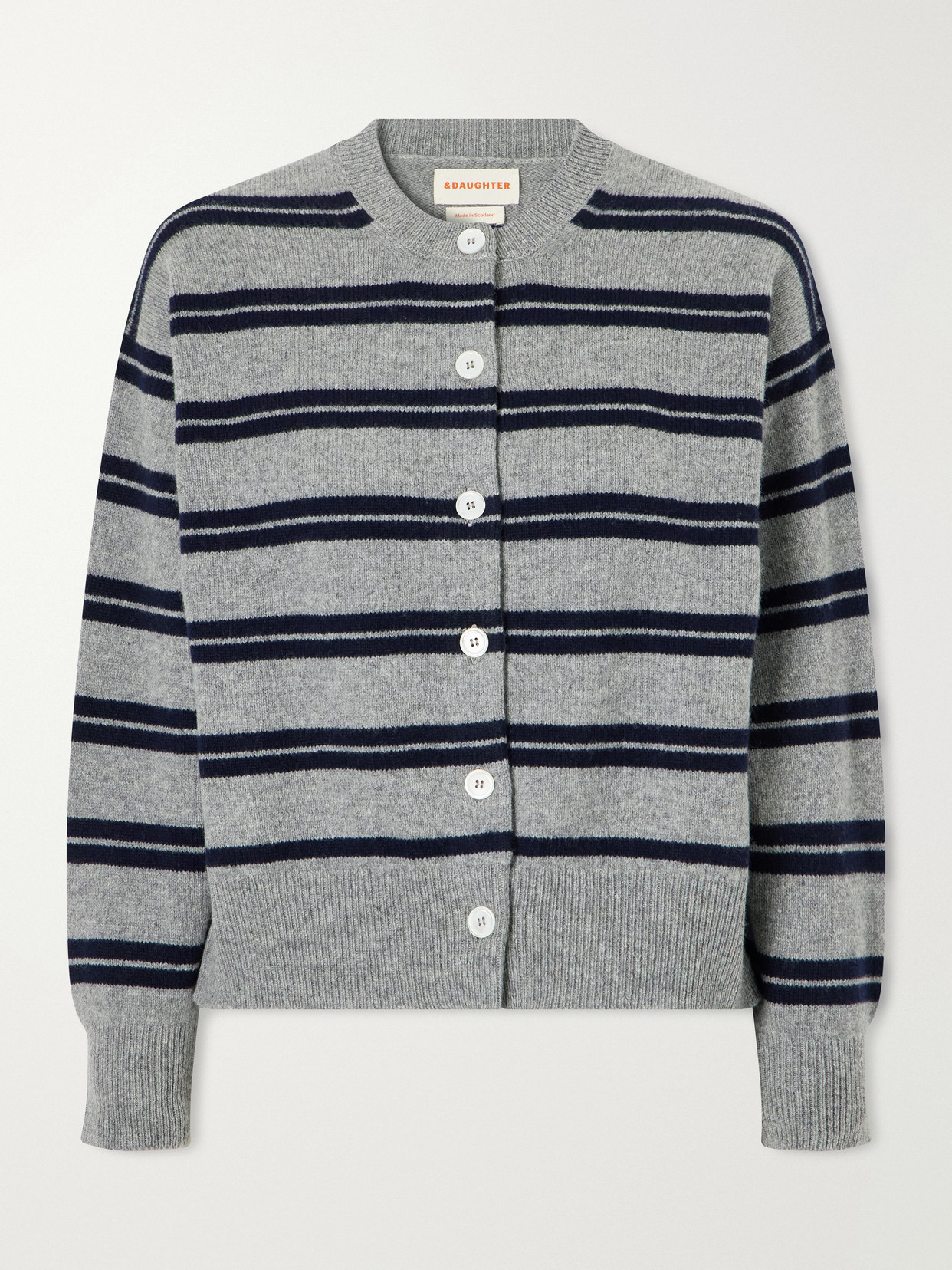 And-daughter Ada Striped Wool Cardigan In Gray