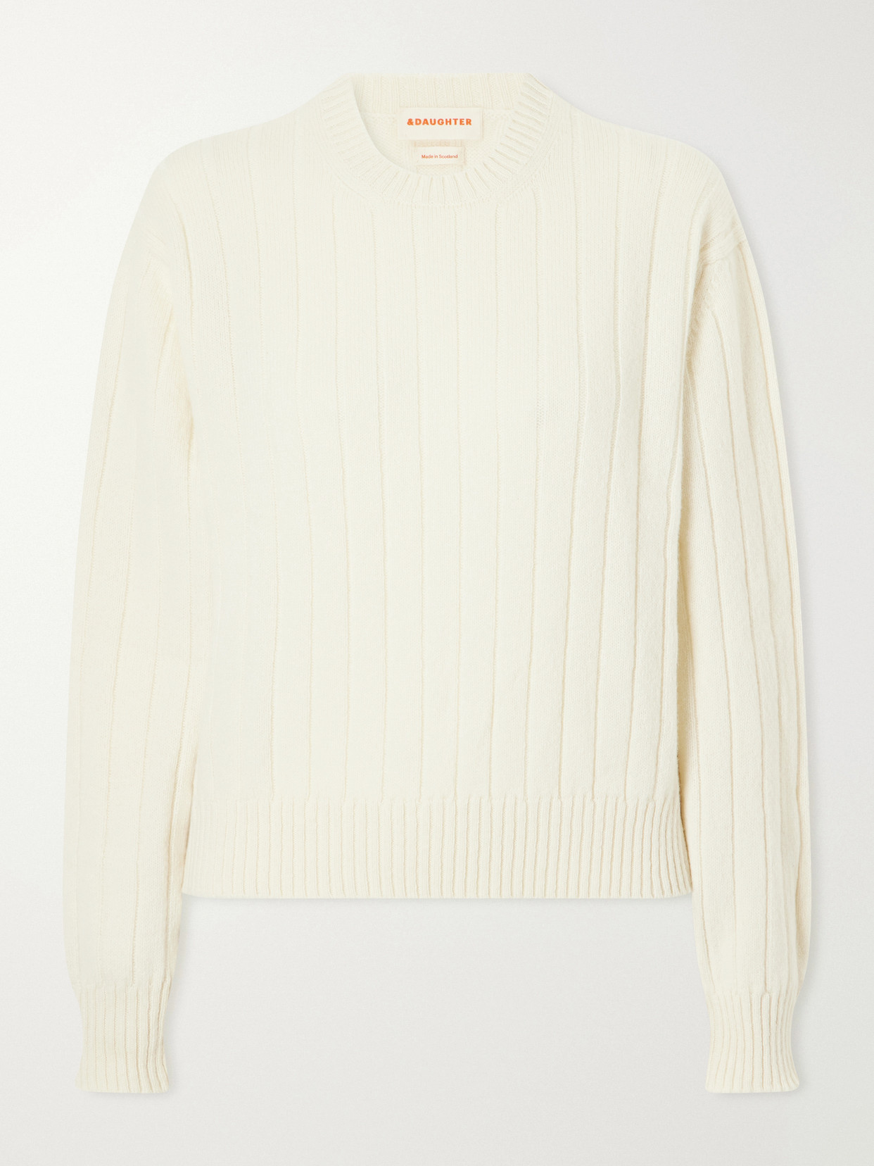 And-daughter Rooney Ribbed Wool Sweater In Neutral