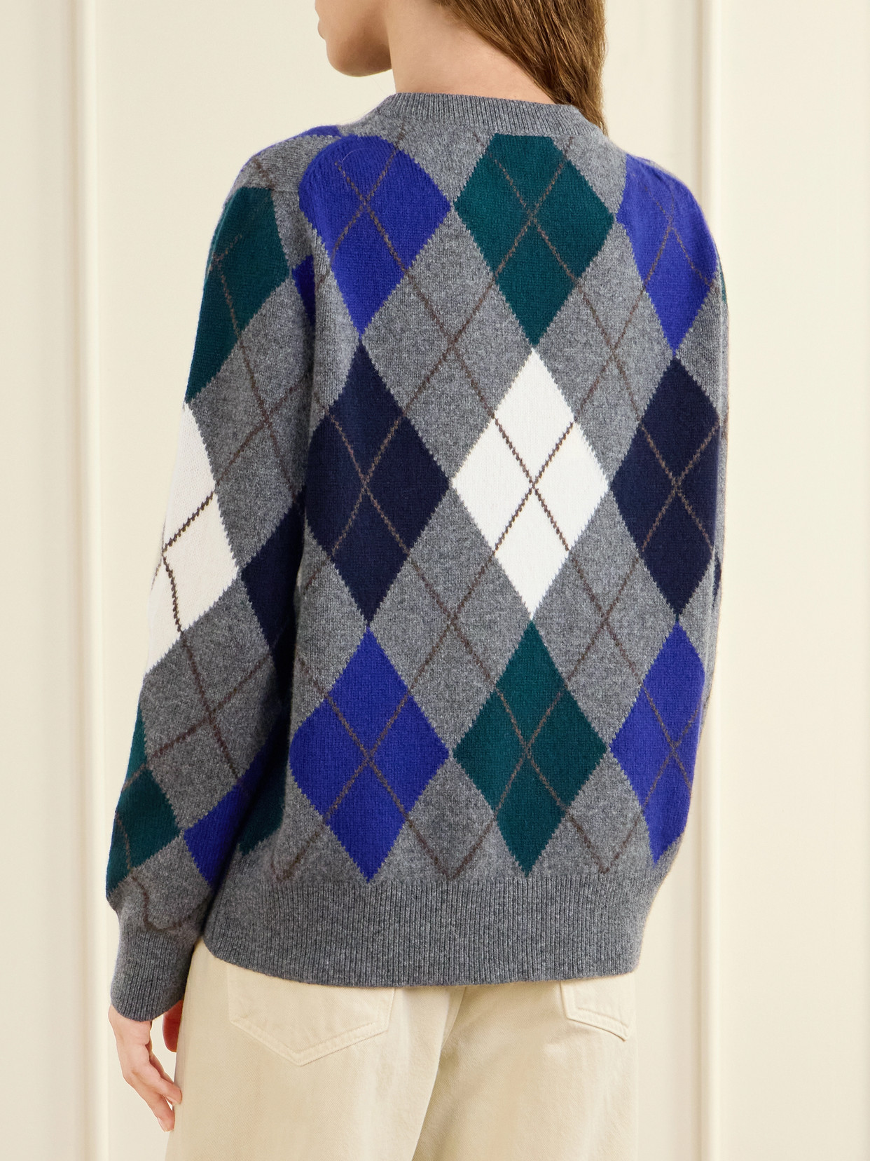 And-daughter Ava Argyle Checked Wool Sweater In Multi