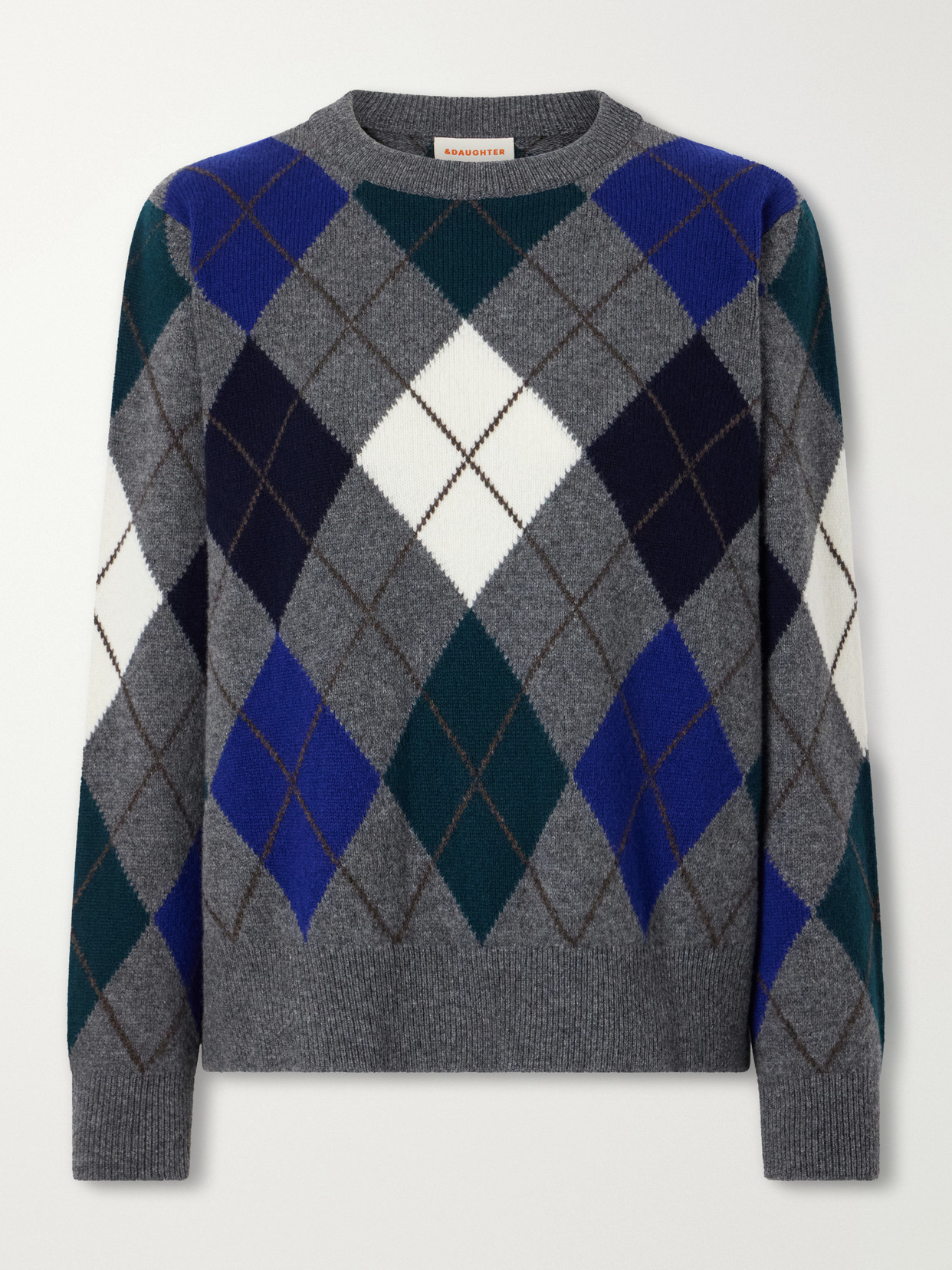 And-daughter Ava Argyle Checked Wool Sweater In Multi