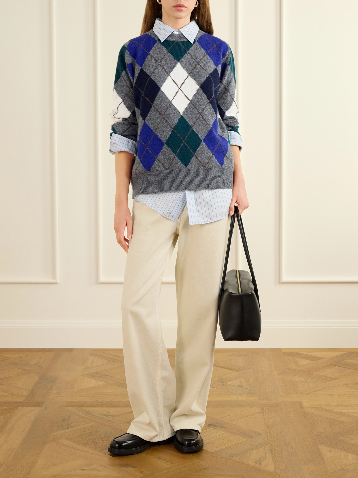 And-daughter Ava Argyle Checked Wool Sweater In Multi