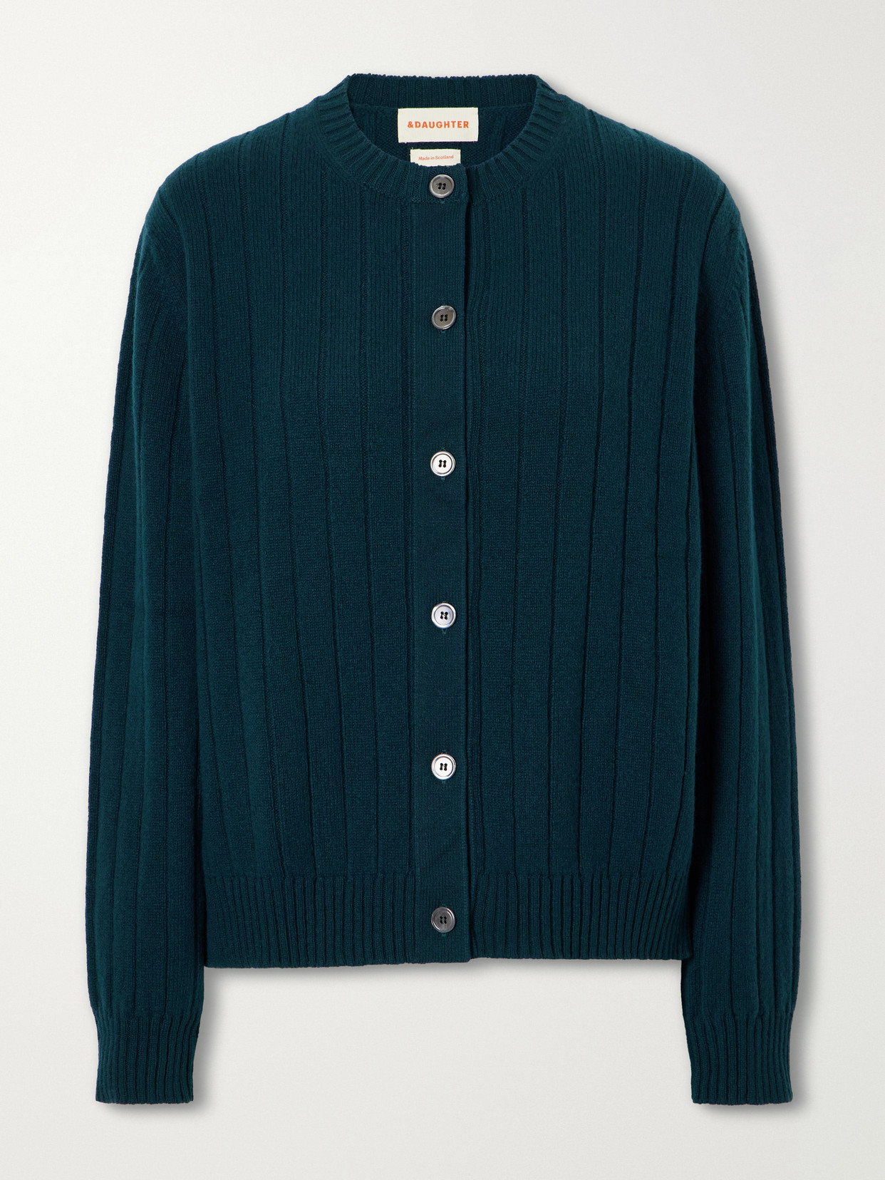 And-daughter Rooney Ribbed Wool Cardigan In Green