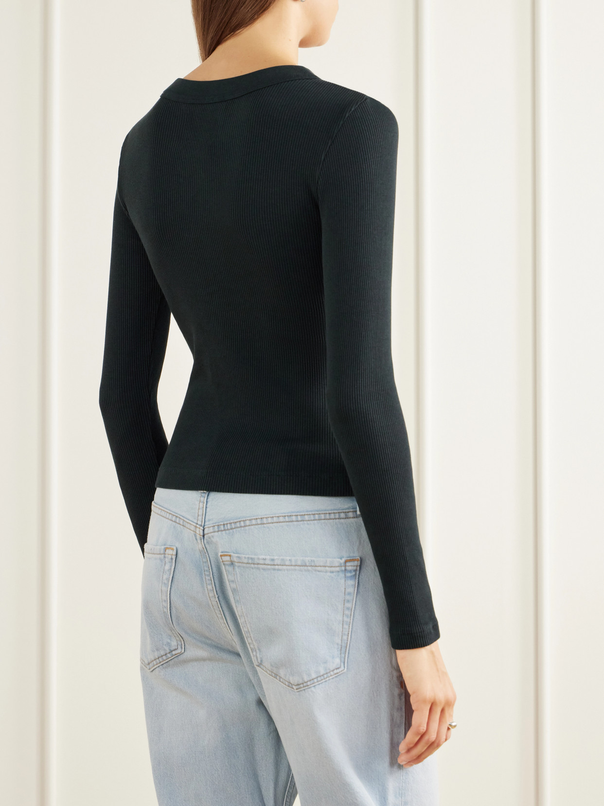 Varra Ribbed Stretch Cotton And Lyocell-Blend Henley Top