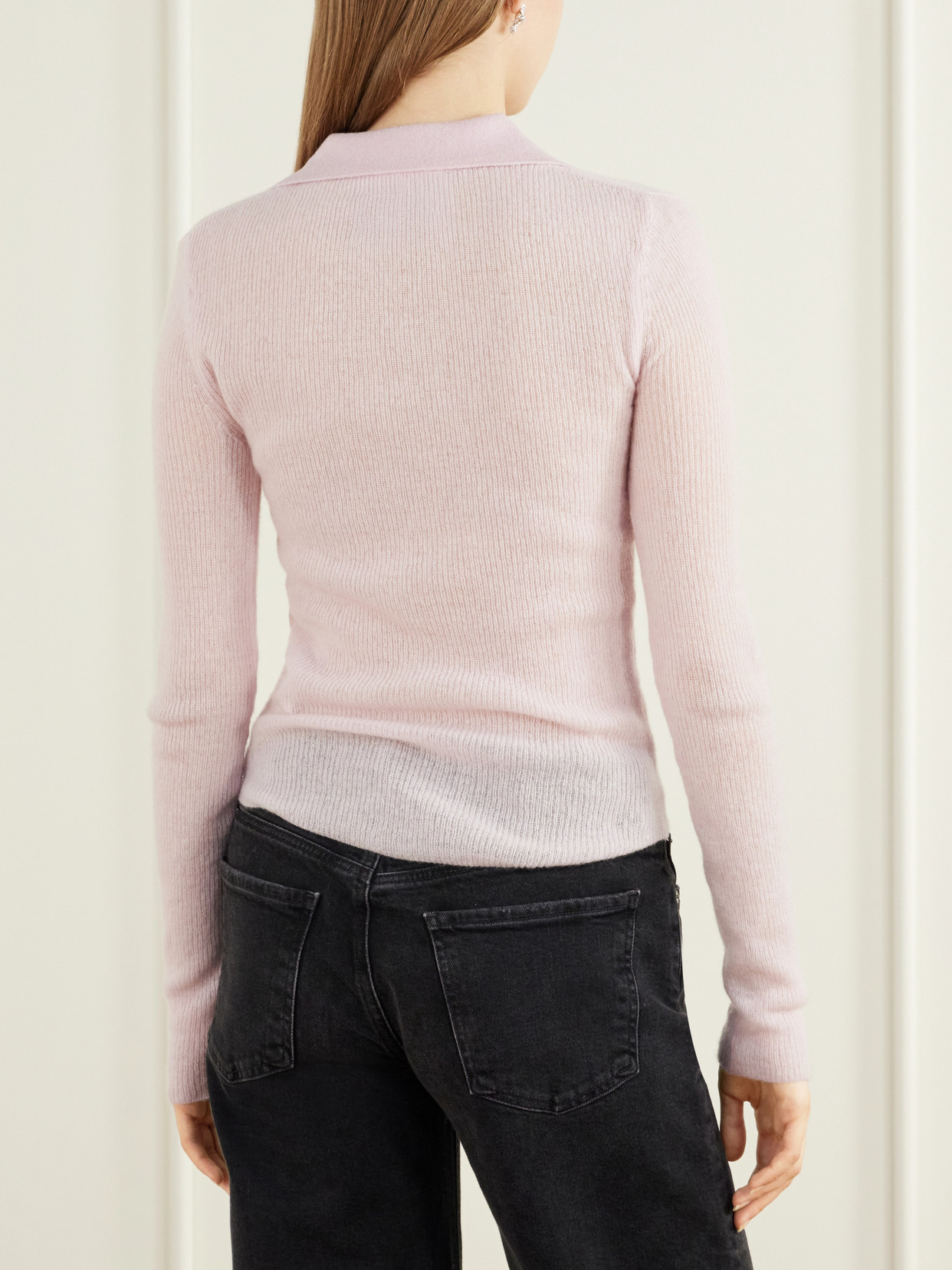 Simone Ribbed Wool And Cashmere-Blend Polo Sweater