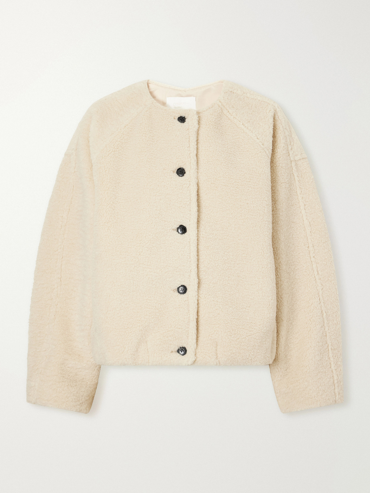Cropped Plush Bomber Jacket