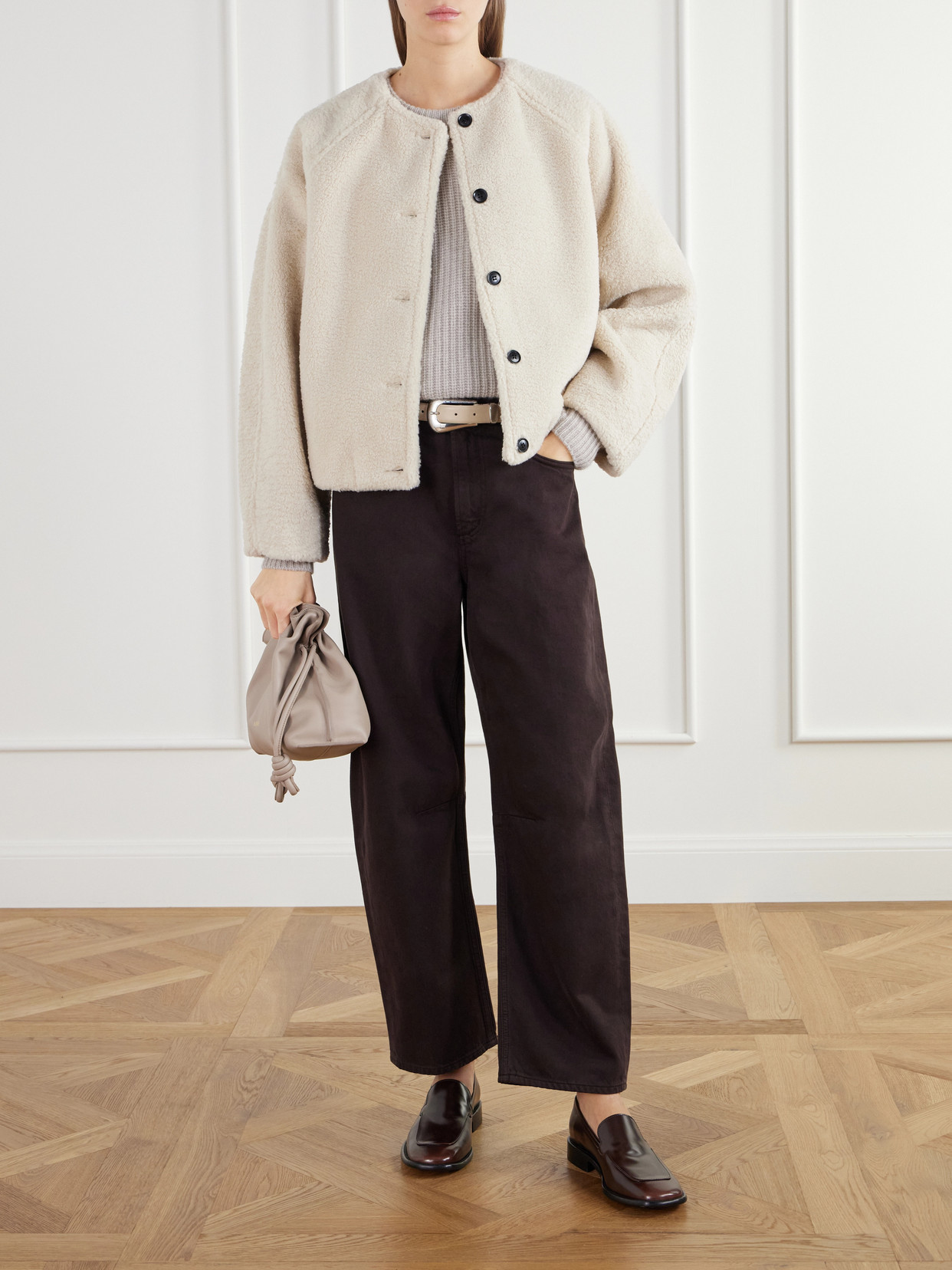 Cropped Plush Bomber Jacket