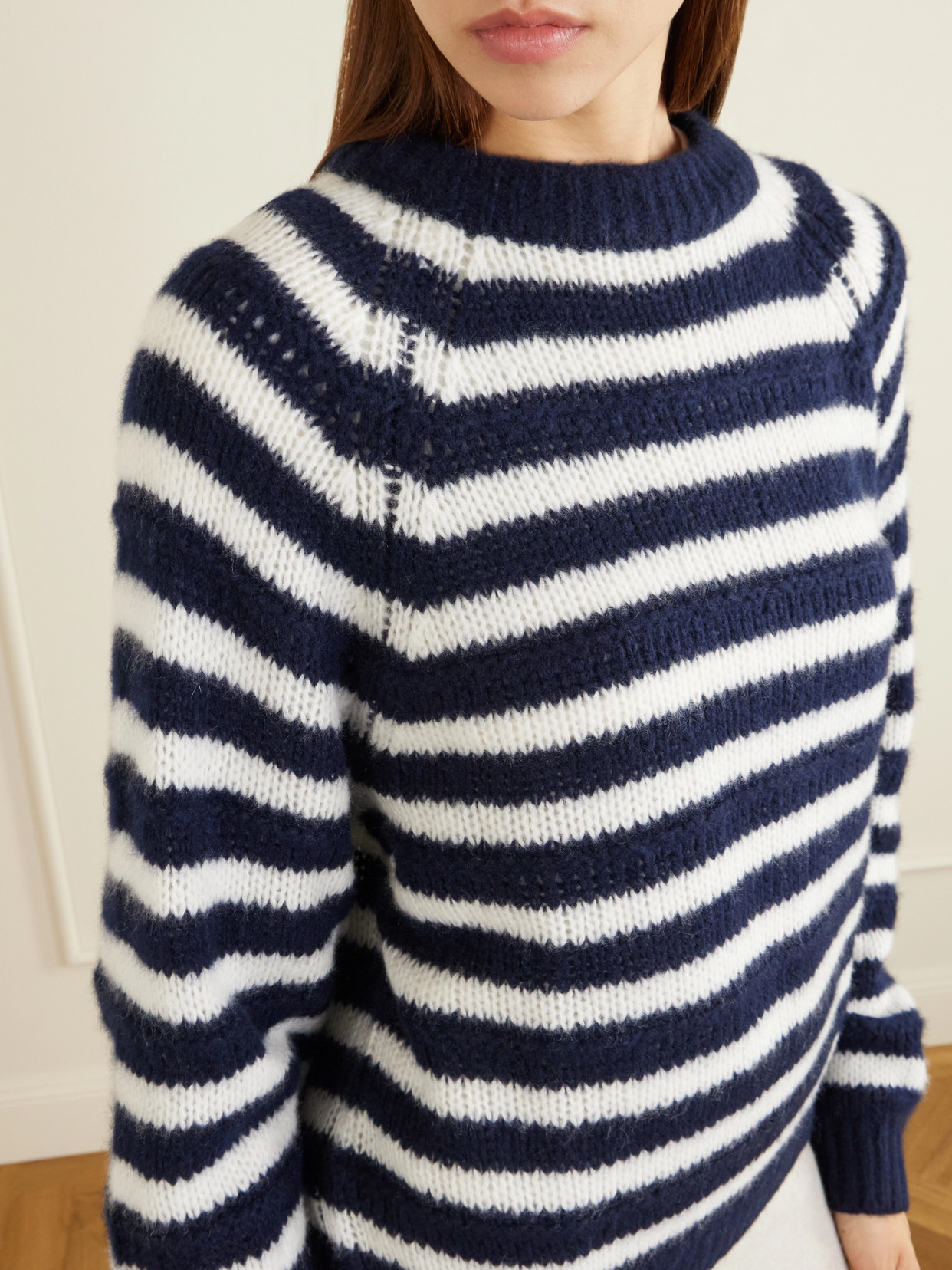 Reni Striped Cashmere And Silk-Blend Sweater