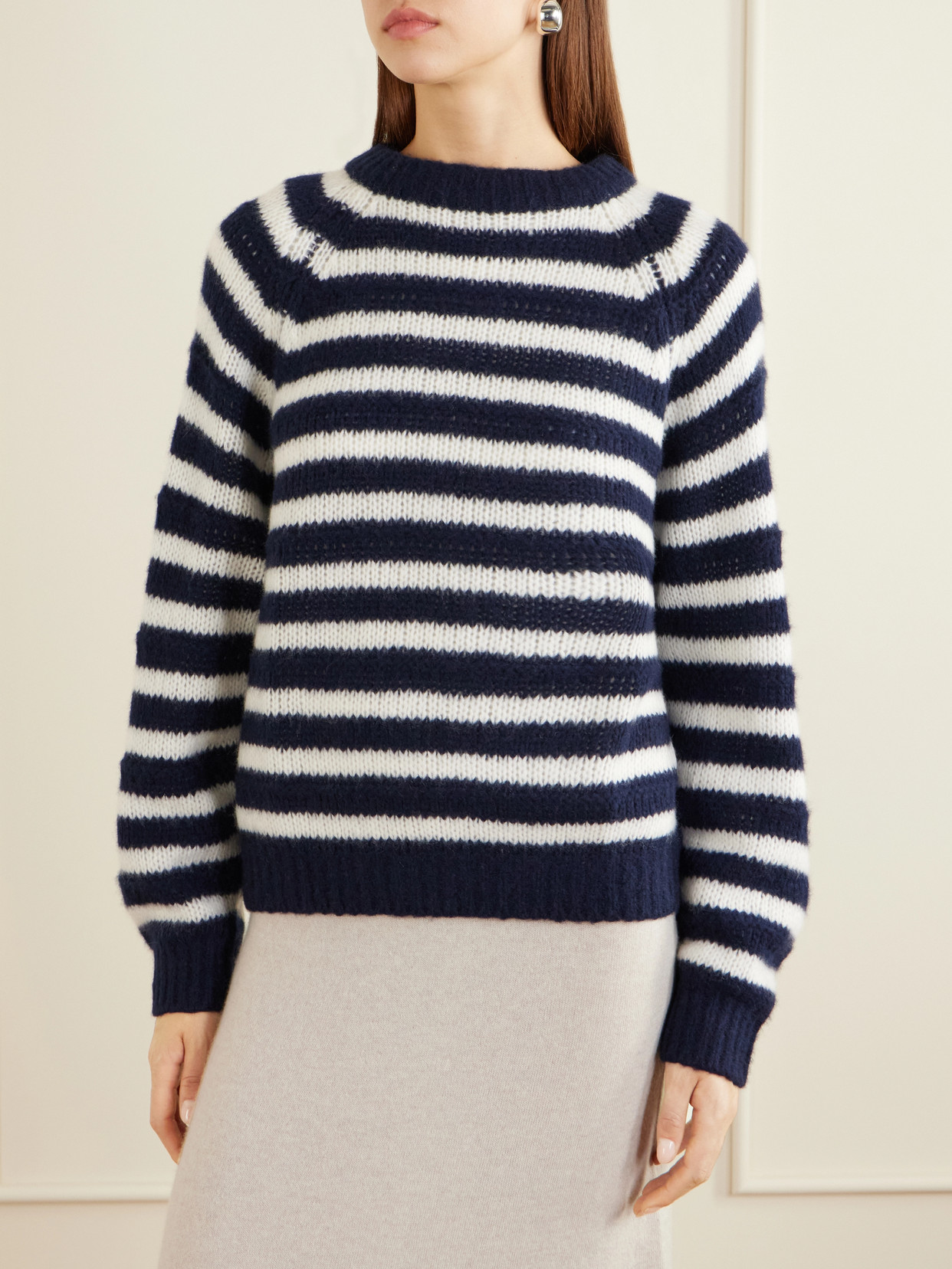 Reni Striped Cashmere And Silk-Blend Sweater
