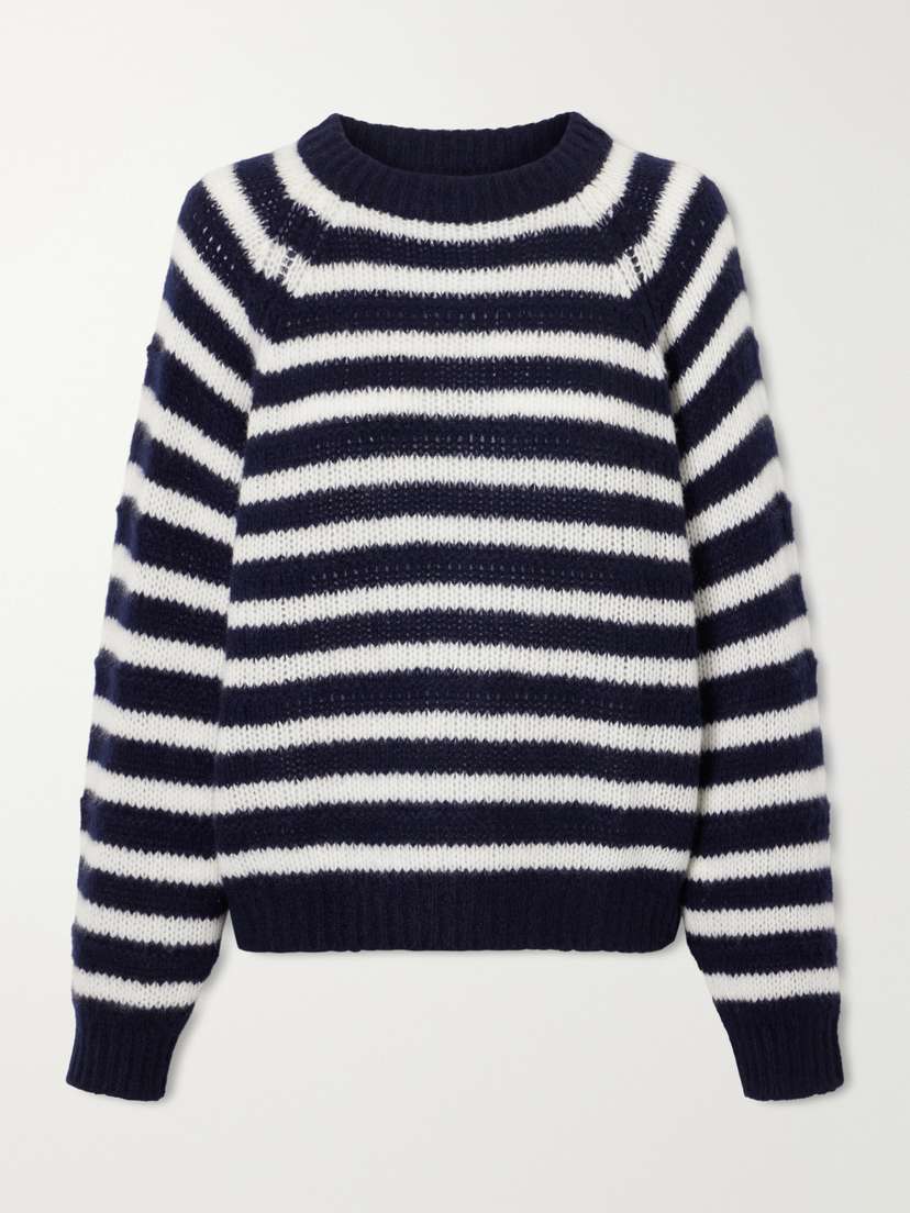 Lisa Yang Reni Striped Cashmere And Silk-blend Sweater