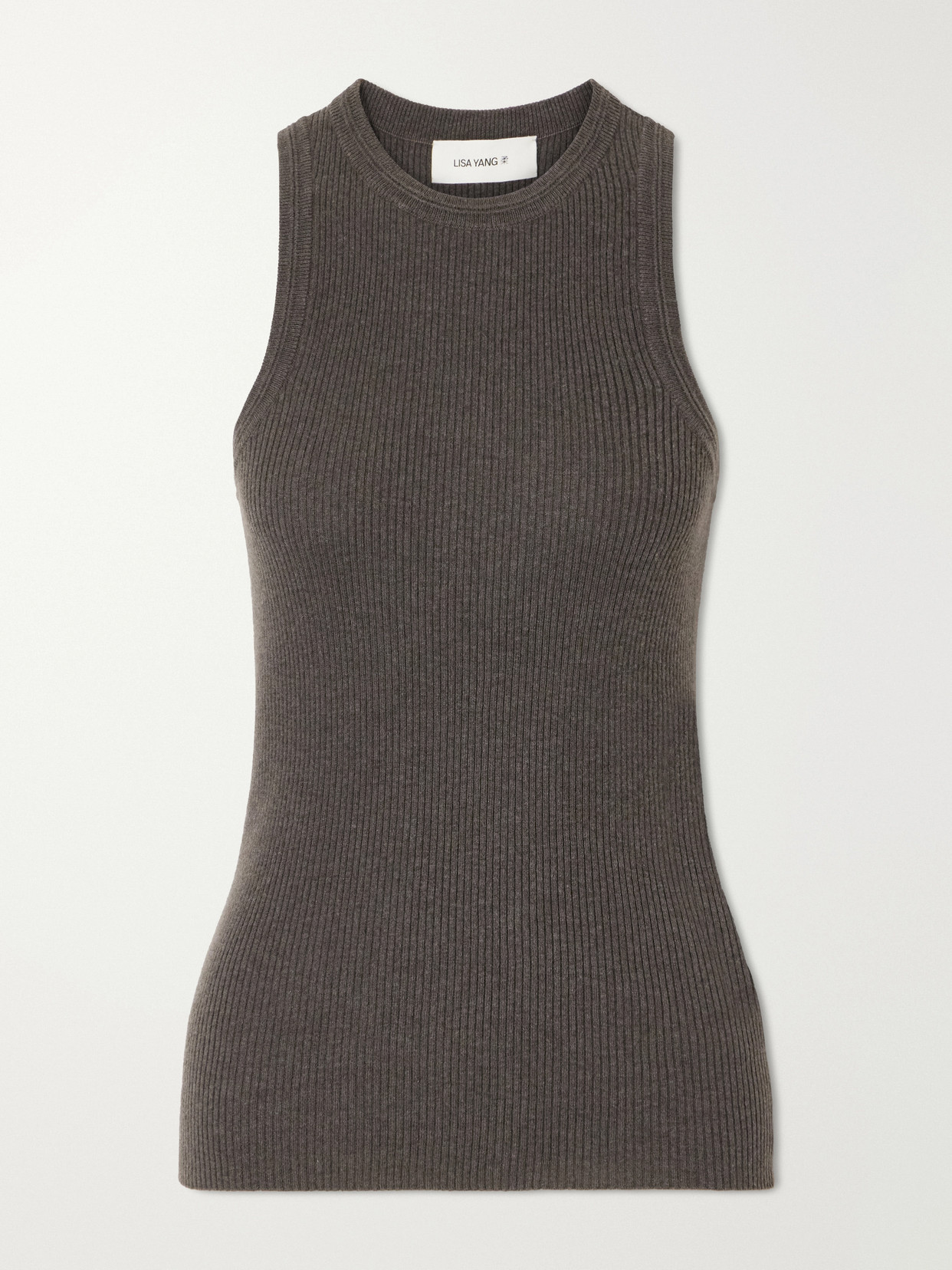 Lisa Yang Amya Ribbed Cotton And Cashmere-blend Tank In Gray