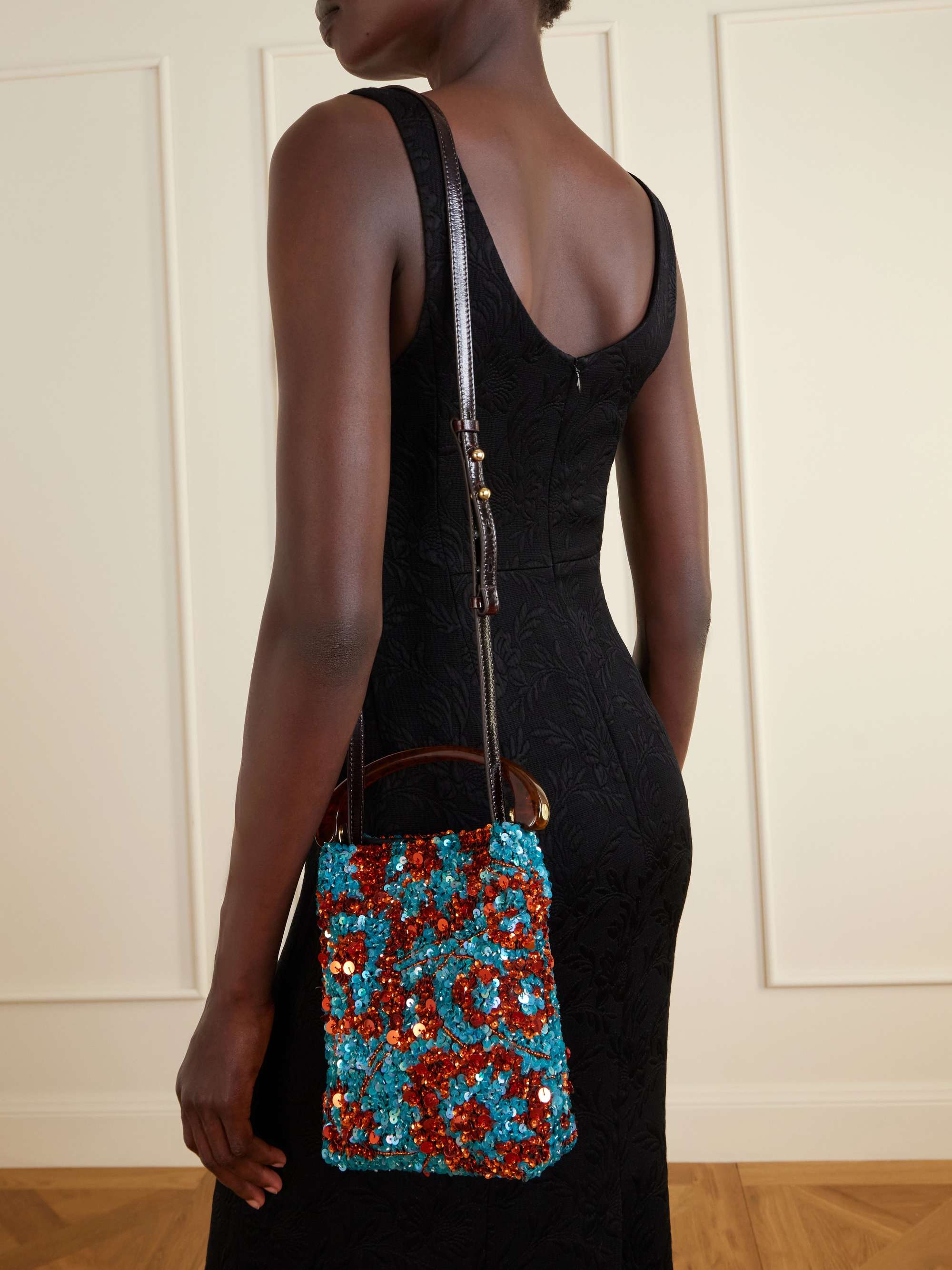 DRIES VAN NOTEN Sequined satin shoulder bag | NET-A-PORTER