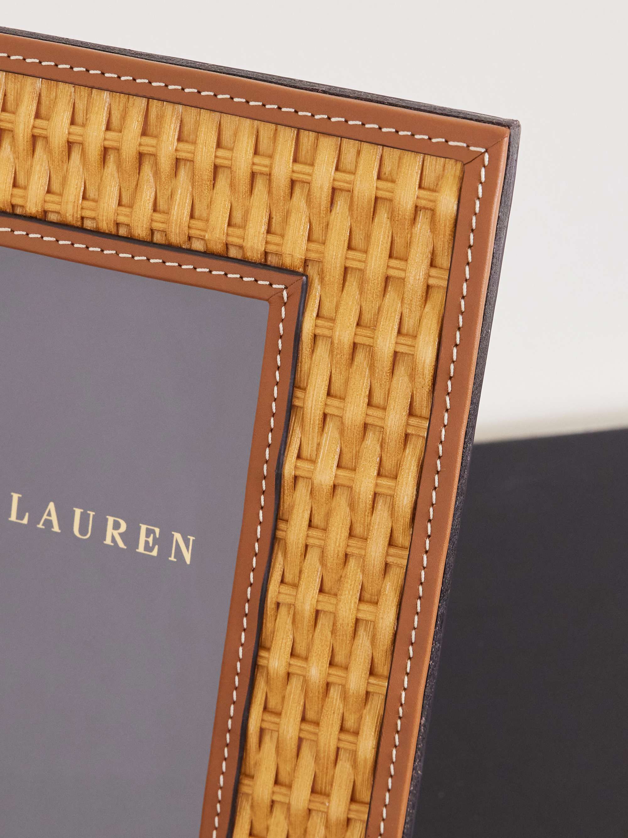 RALPH LAUREN HOME Bailey leather-trimmed woven rattan frame | NET