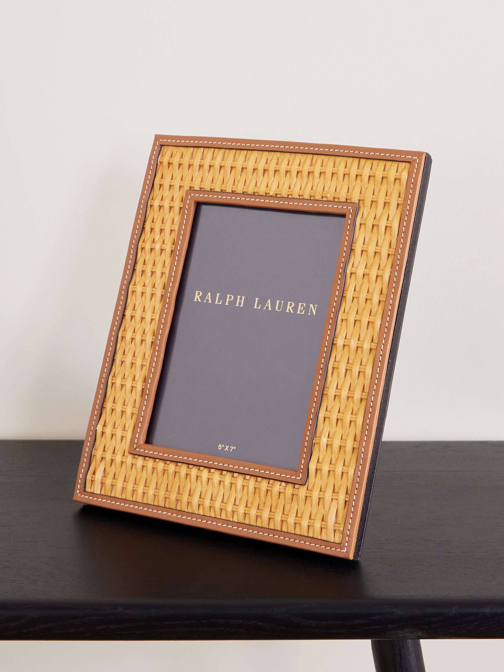 RALPH LAUREN HOME Bailey leather-trimmed woven rattan frame | NET