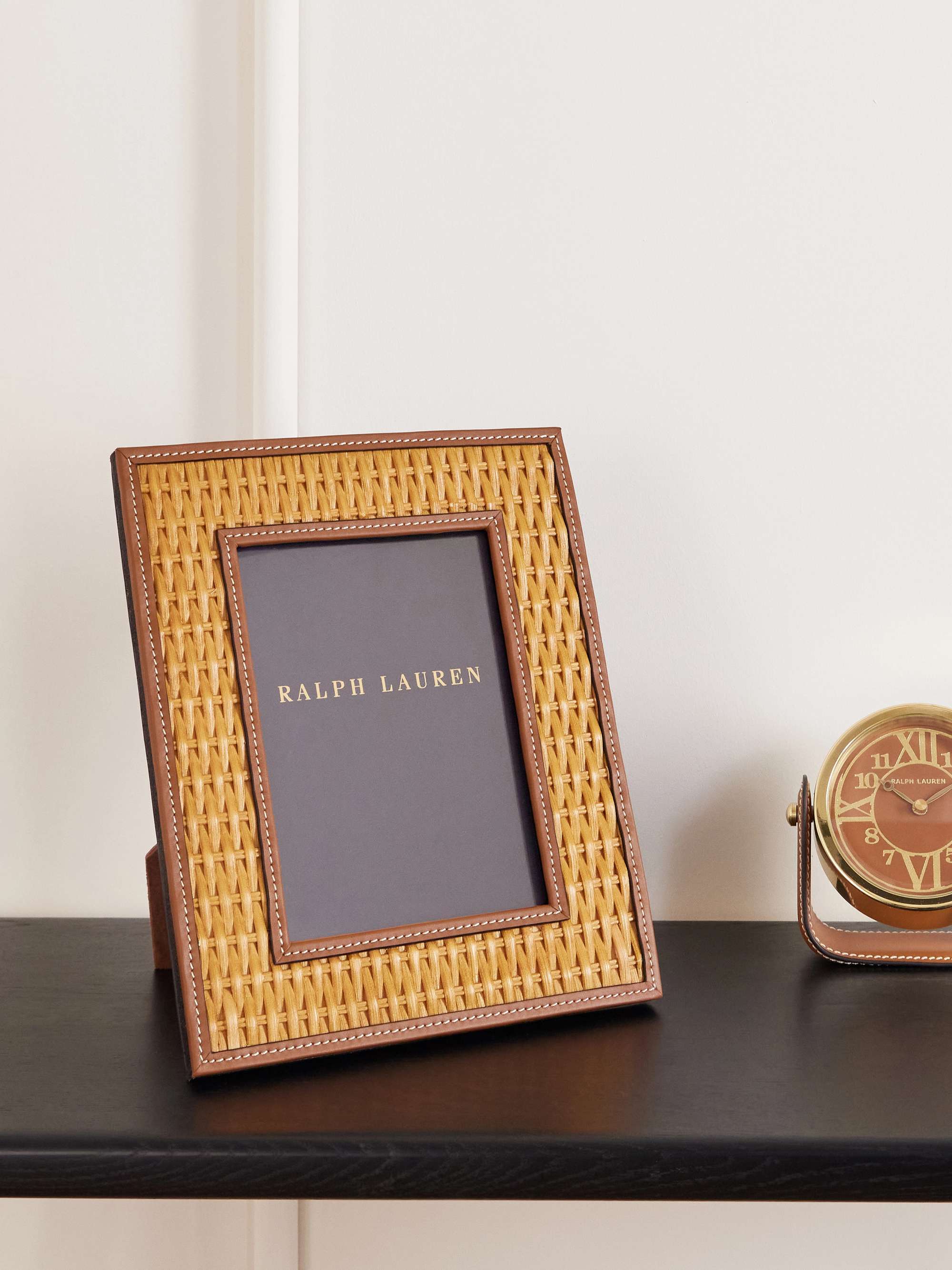 RALPH LAUREN HOME Bailey leather-trimmed woven rattan frame | NET