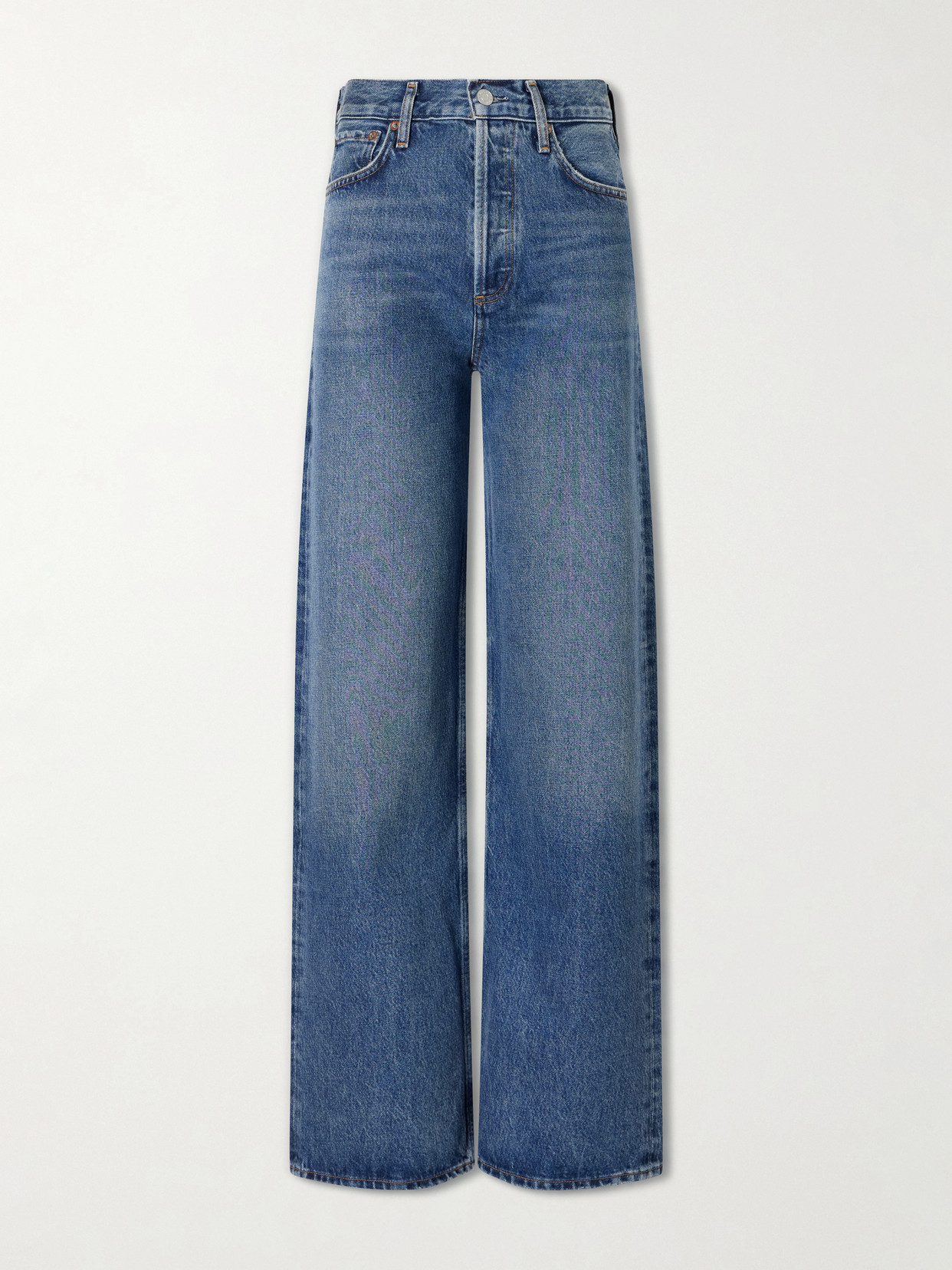 Agolde Ren Long High-rise Wide-leg Jeans In Blue
