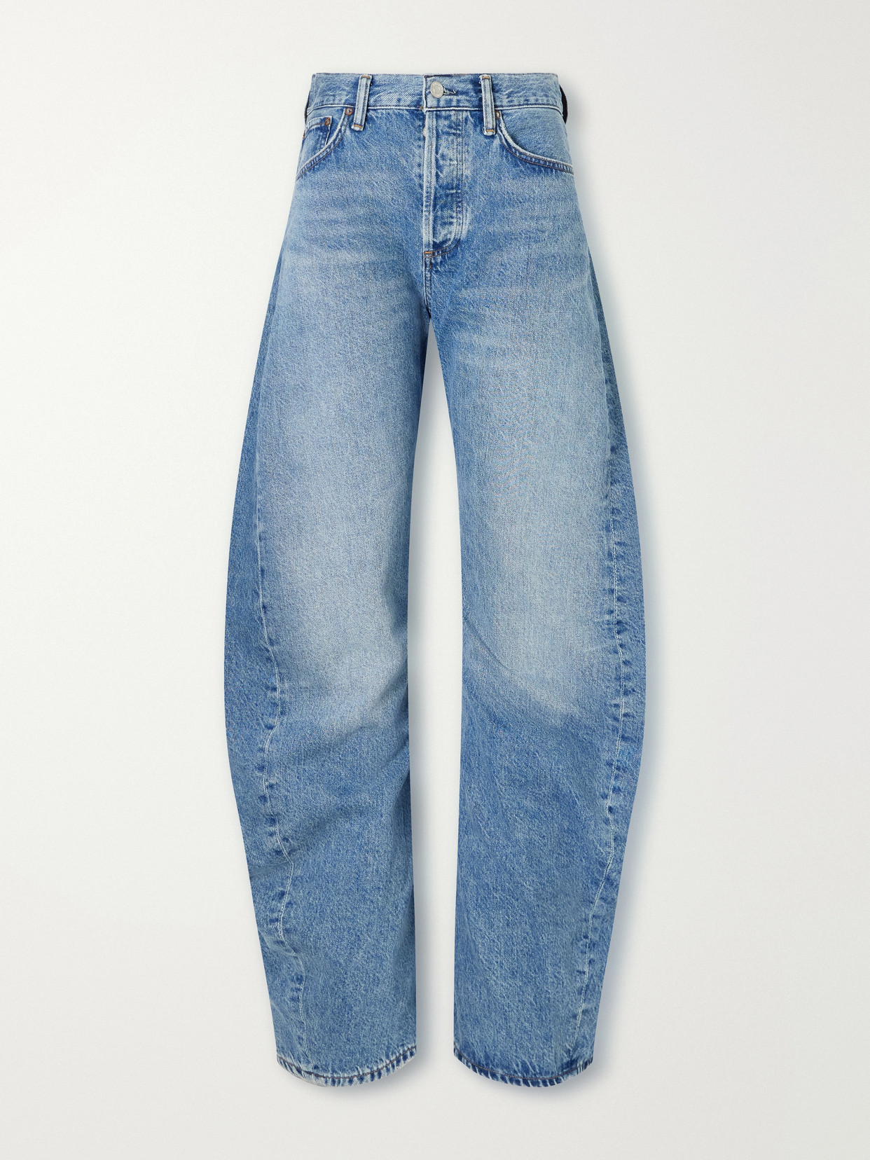 Agolde Spiral Mid-rise Wide-leg Jeans In Blue
