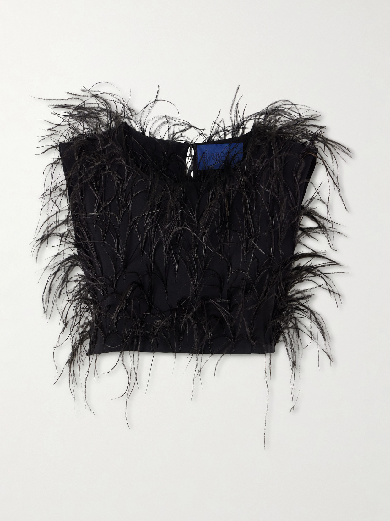 Sharon Wauchob Cato Feather-trimmed Silk Tank In Black