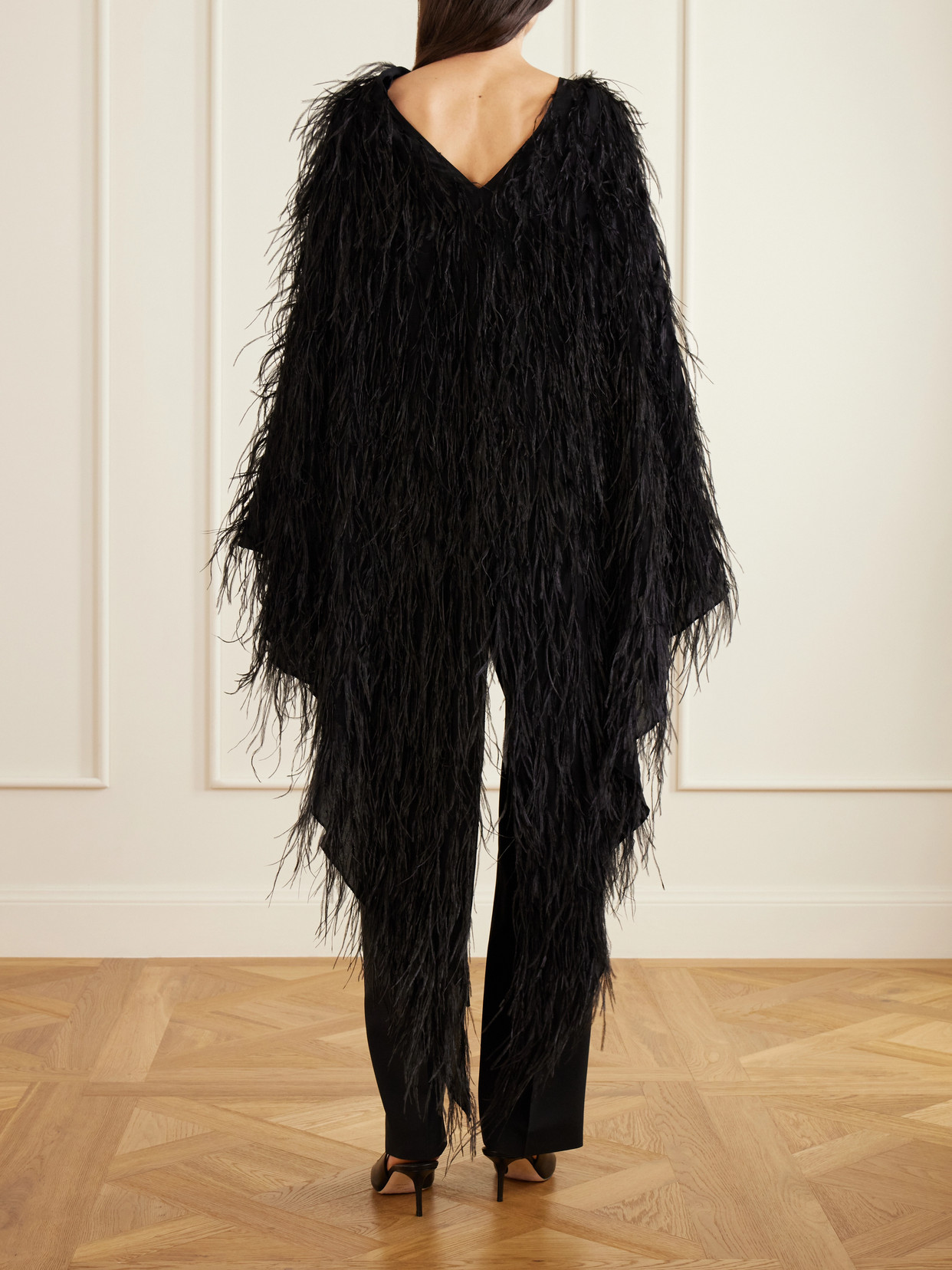 Feathers-Embellished Cape