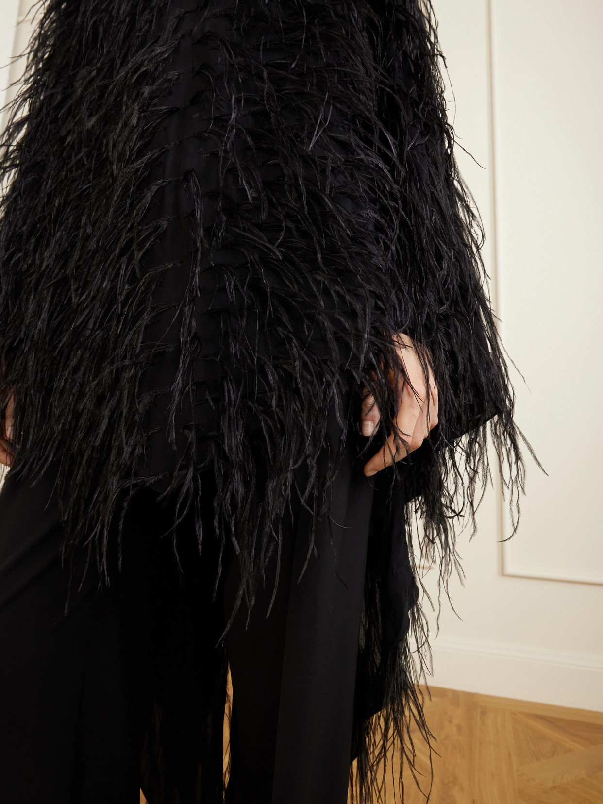 Feathers-Embellished Cape
