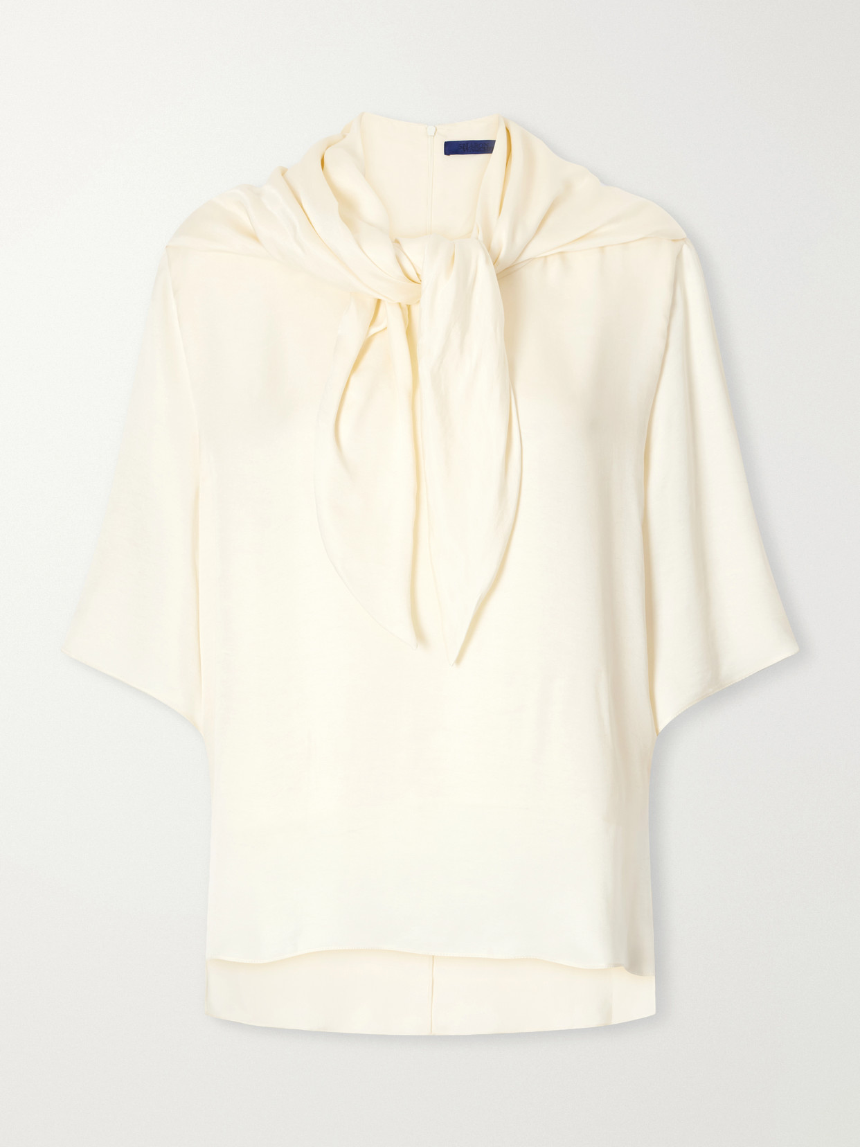 Sharon Wauchob Anita Scarf-detailed Satin T-shirt In Neutrals