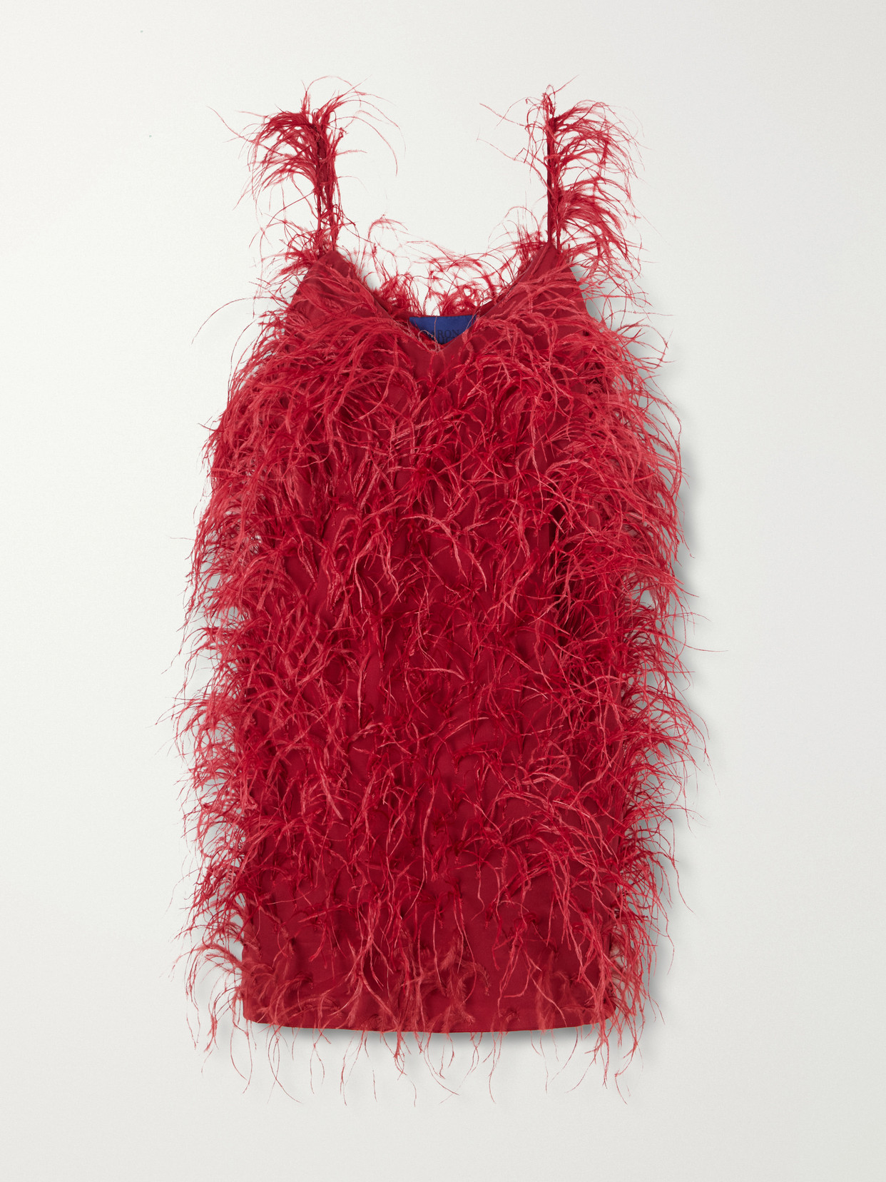 Sharon Wauchob Sara Feather-trimmed Silk-crepe Mini Dress In Red