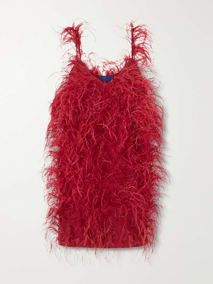Sharon Wauchob Sara Feather-trimmed Silk-crepe Mini Dress