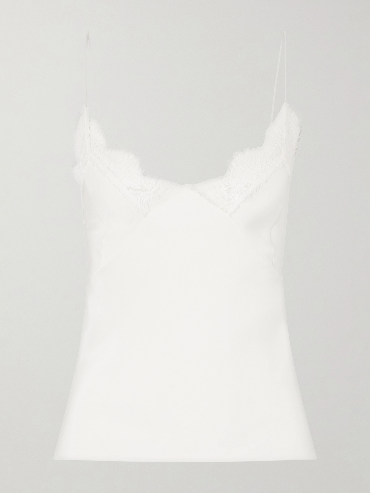 Sharon Wauchob Capucines Scalloped Lace-trimmed Silk Crepe De Chine Camisole In White