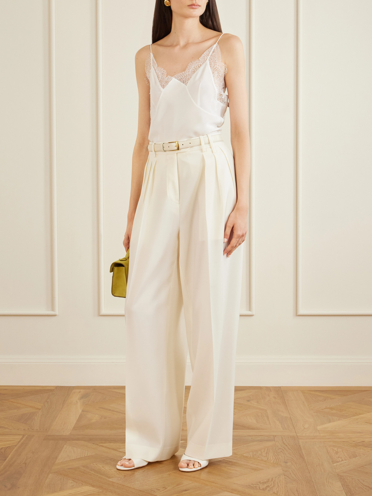 Capucines Scalloped Lace-Trimmed Silk Crepe De Chine Camisole