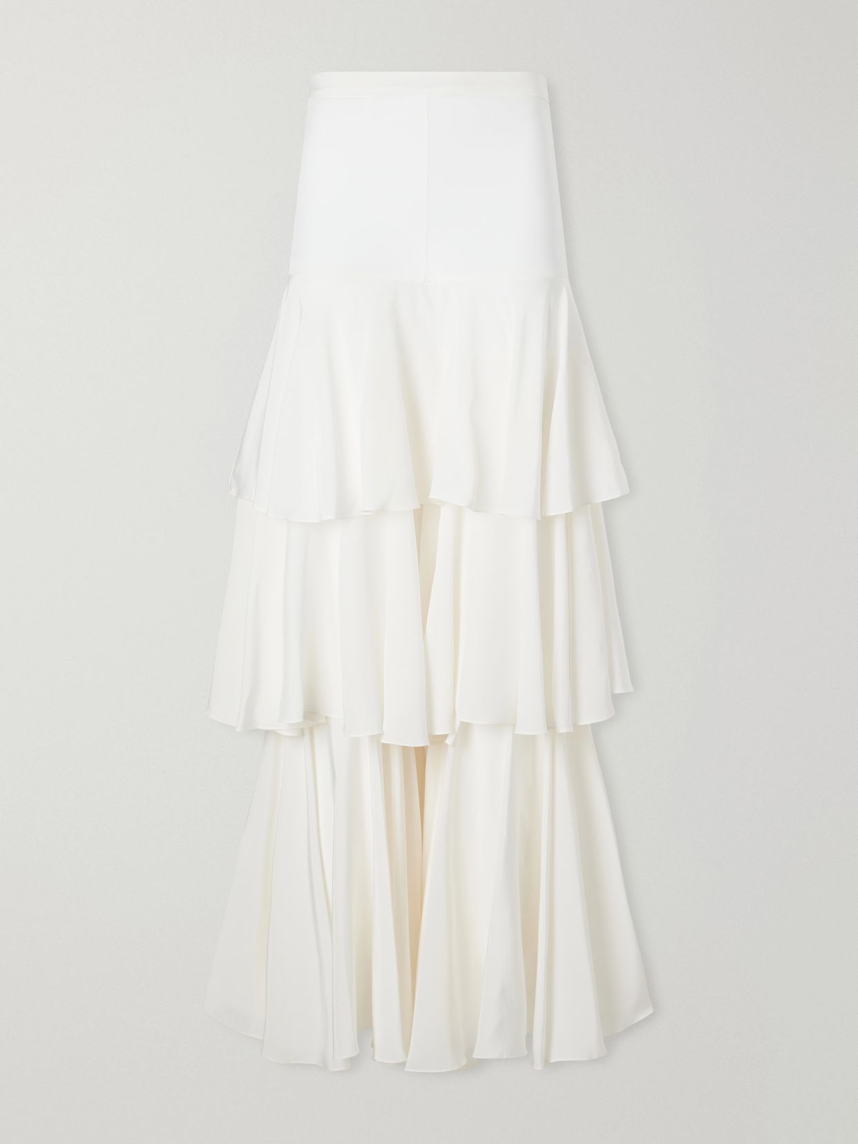 ruffled silk wide leg pants