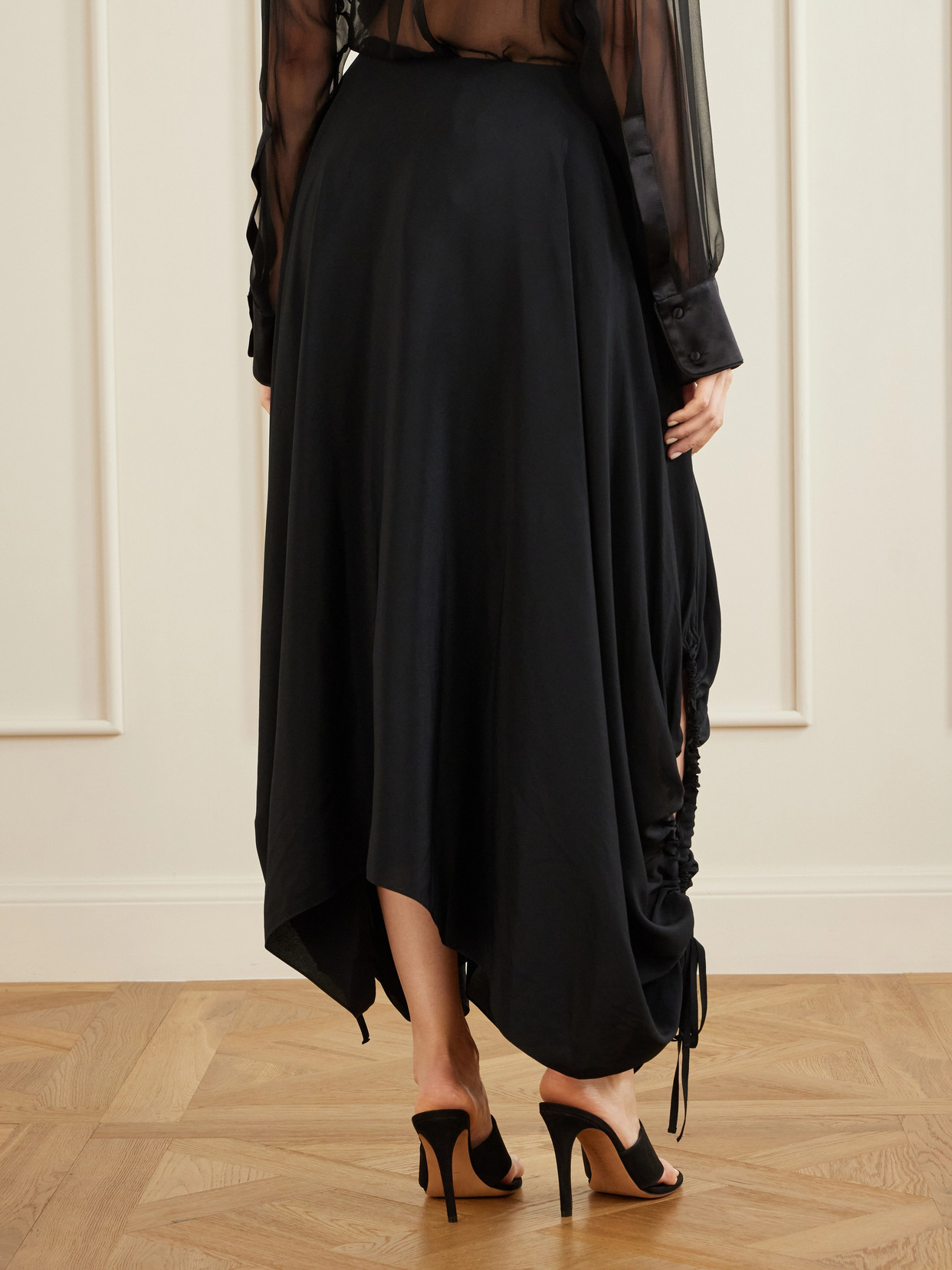 Desia Asymmetric Silk-Crepe Midi