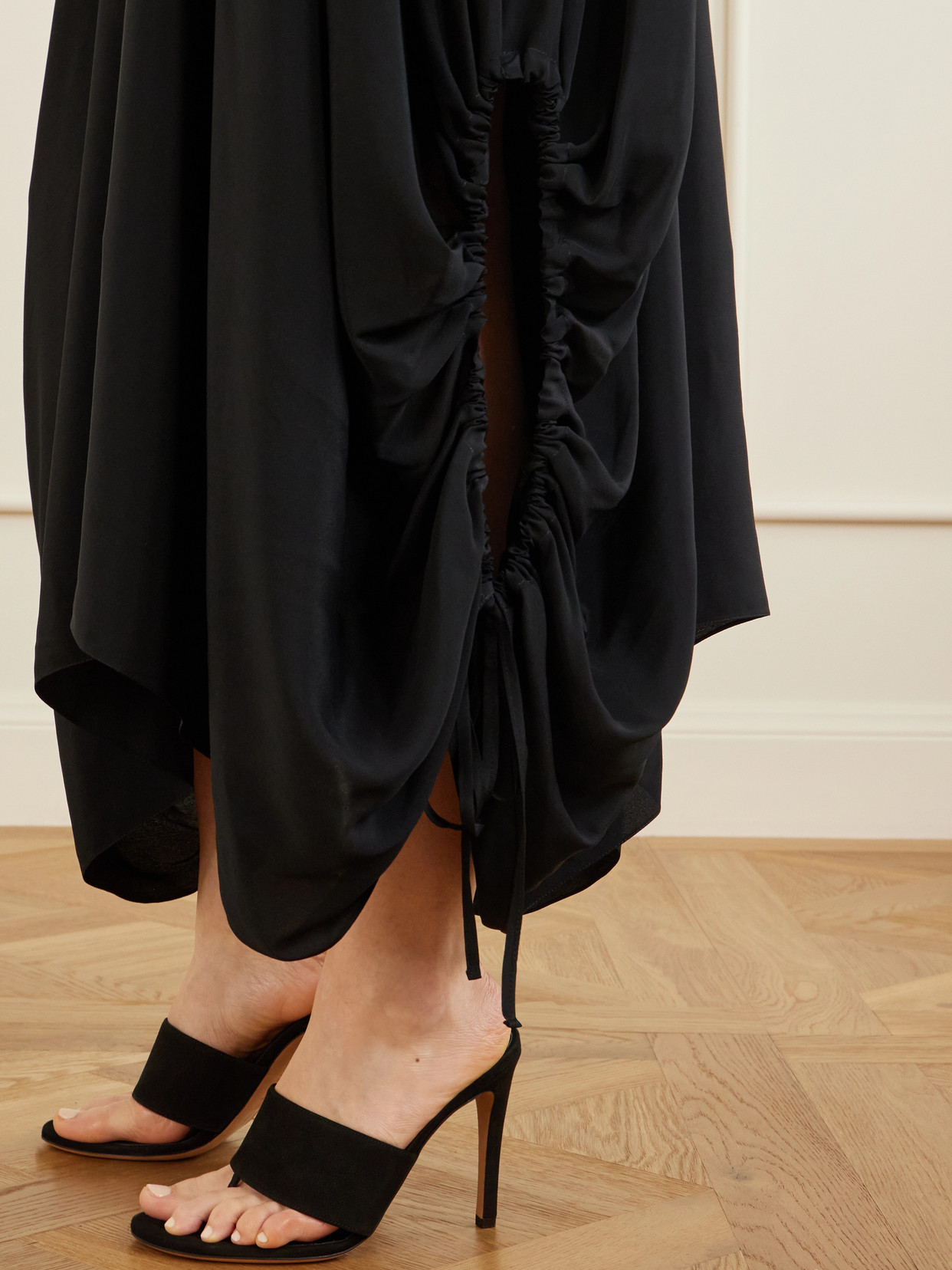 Desia Asymmetric Silk-Crepe Midi