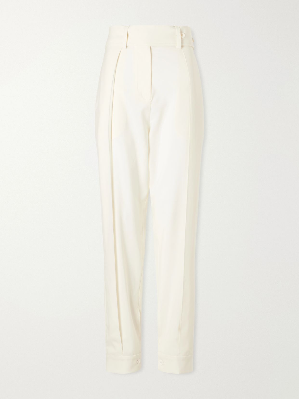 clio belted wool straight leg pants