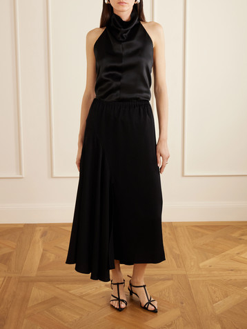 SHARON WAUCHOB Tria asymmetric duchesse-satin midi skirt