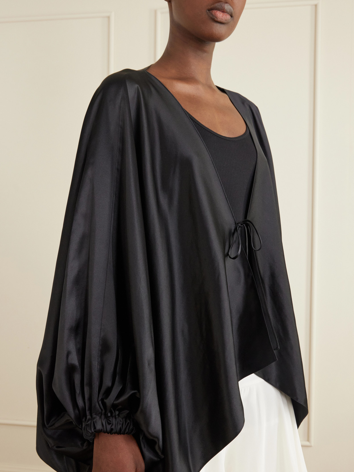 Draped Silk Blouson Jacket